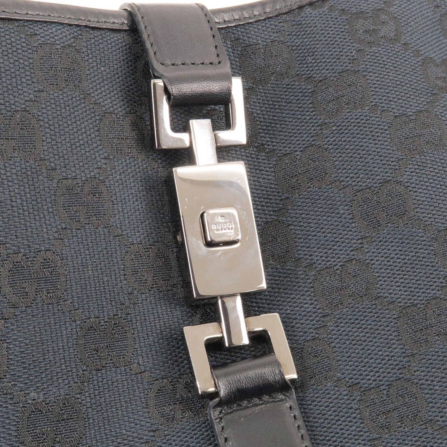 GUCCI Jackie GG Canvas Leather Shoulder Bag Black 001.3306