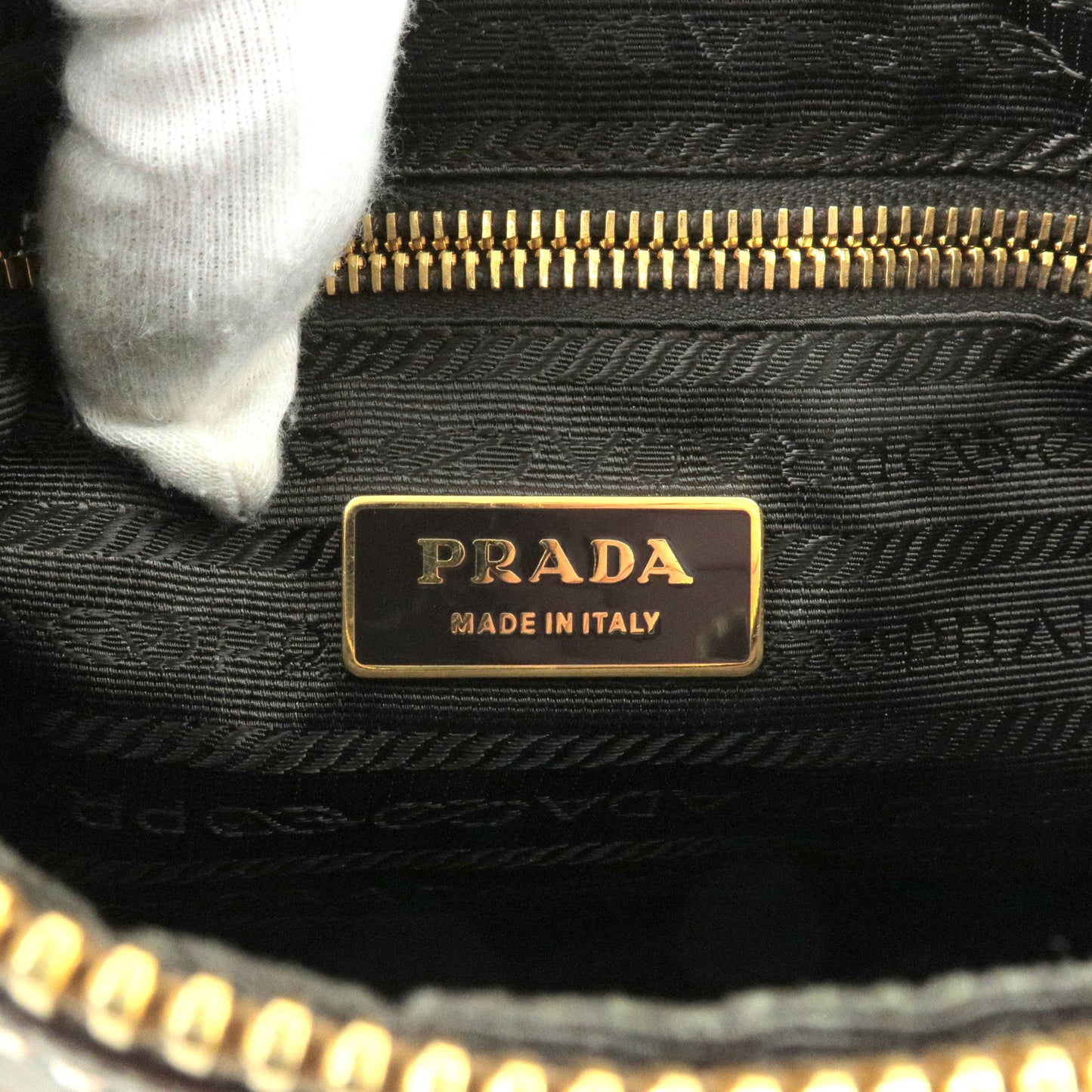 PRADA Logo Nylon Leather Shoulder Bag Khaki Bronze BR4257