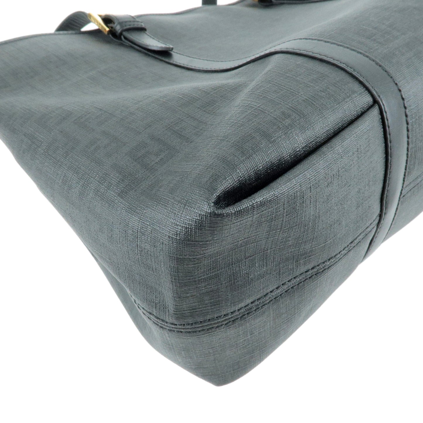 FENDI Zucchino PVC Leather Tote Bag Shoulder Bag Black 8BH238
