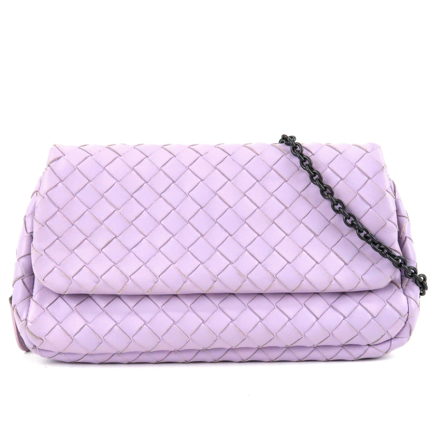 BOTTEGA-VENETA-Intrecciato-Leather-Shoulder-Bag-Lavender