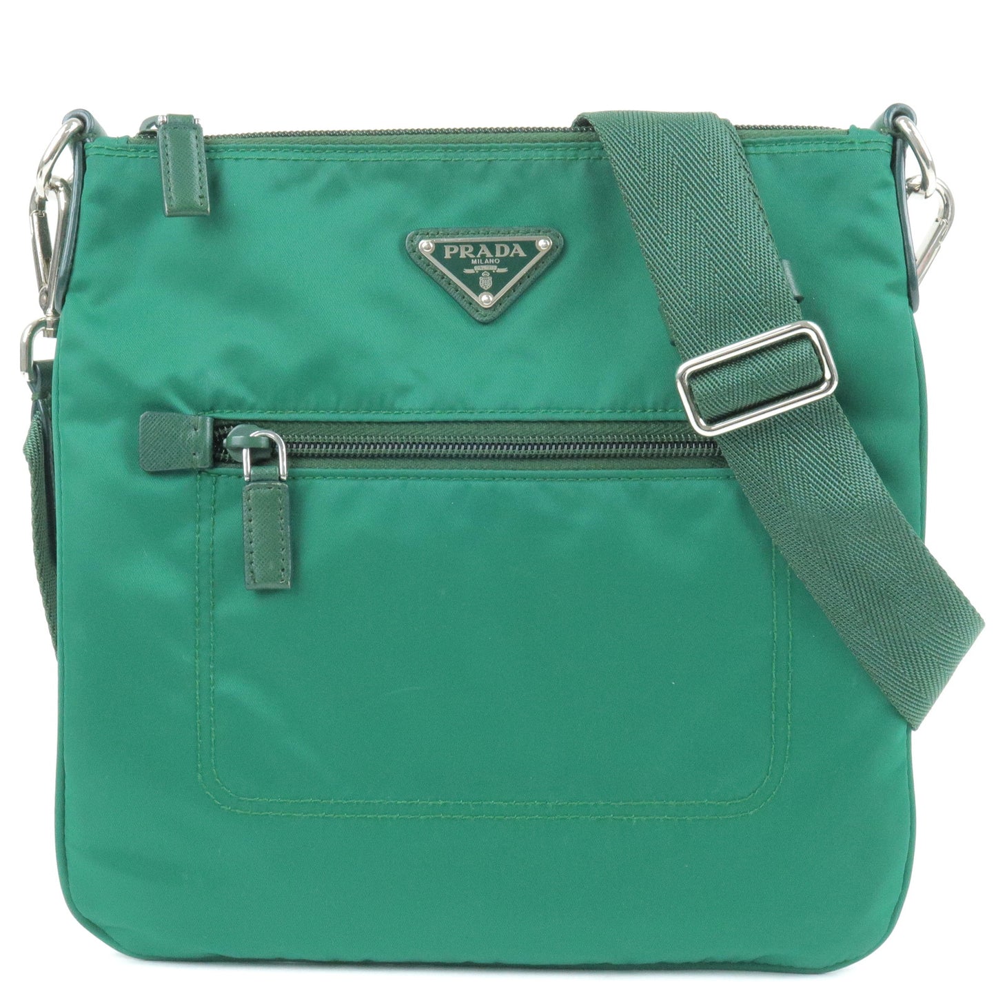 PRADA-Logo-Nylon-Leather-Shoulder-Bag-OLEANDRO-Green-BT0716
