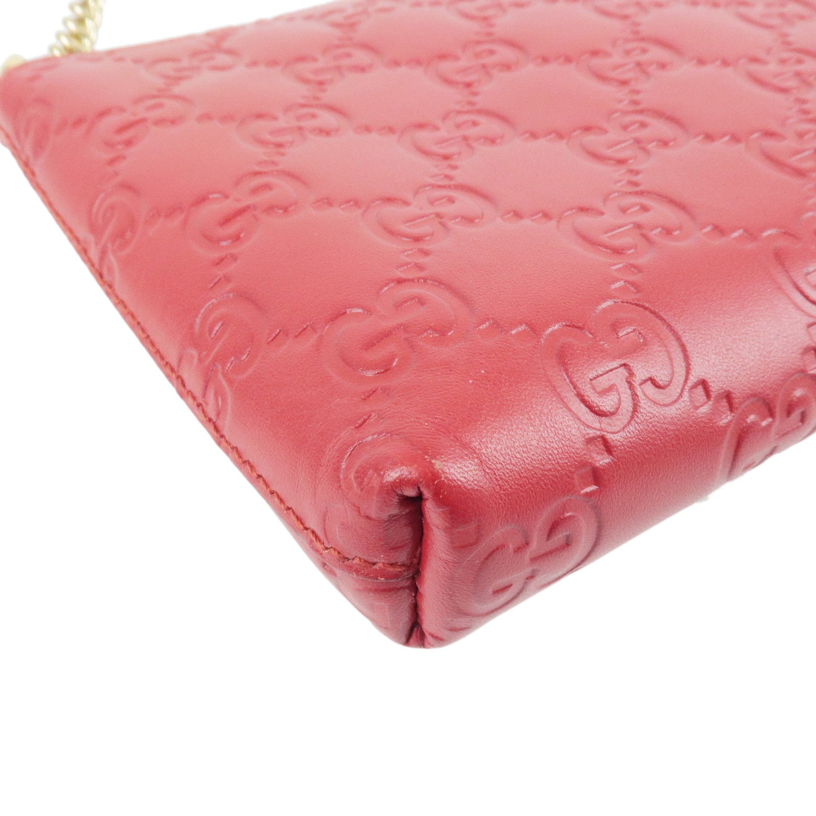 GUCCI-Guccissima-Leather-Chain-Accessory-Pouch-Red-428449 – dct-ep_vintage  luxury Store