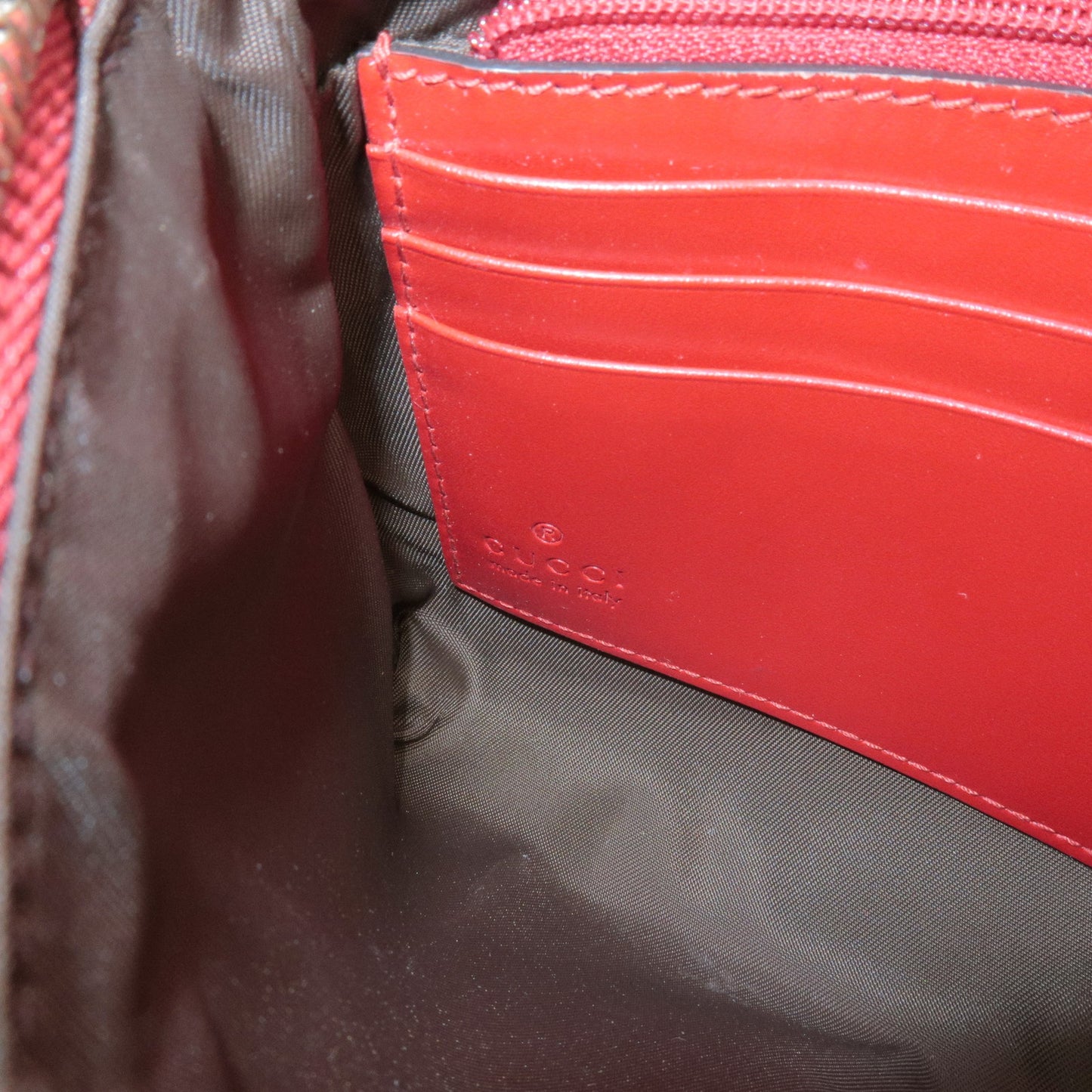 GUCCI Guccissima Leather Chain Accessory Pouch Red 428449