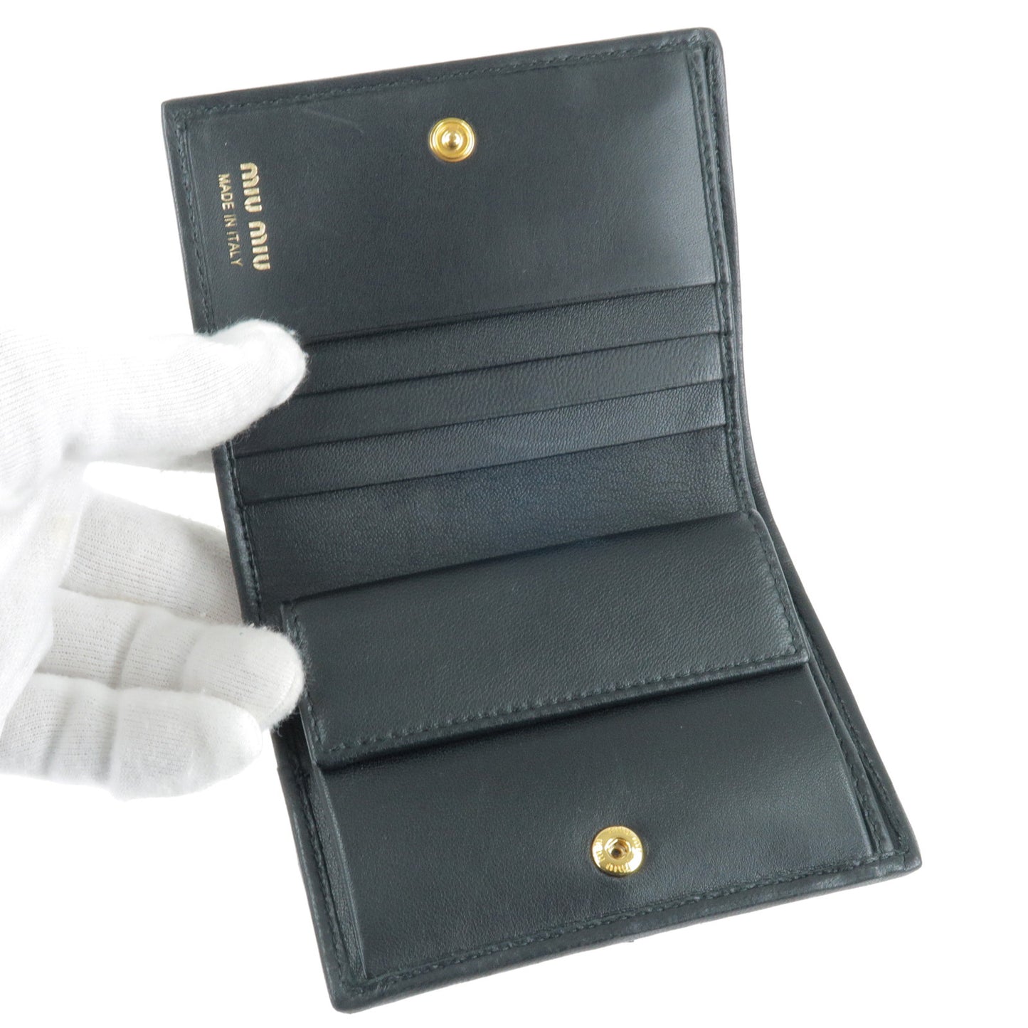 MIU MIU Matelasse Leather Bifold Wallet NERO Black 5MV204