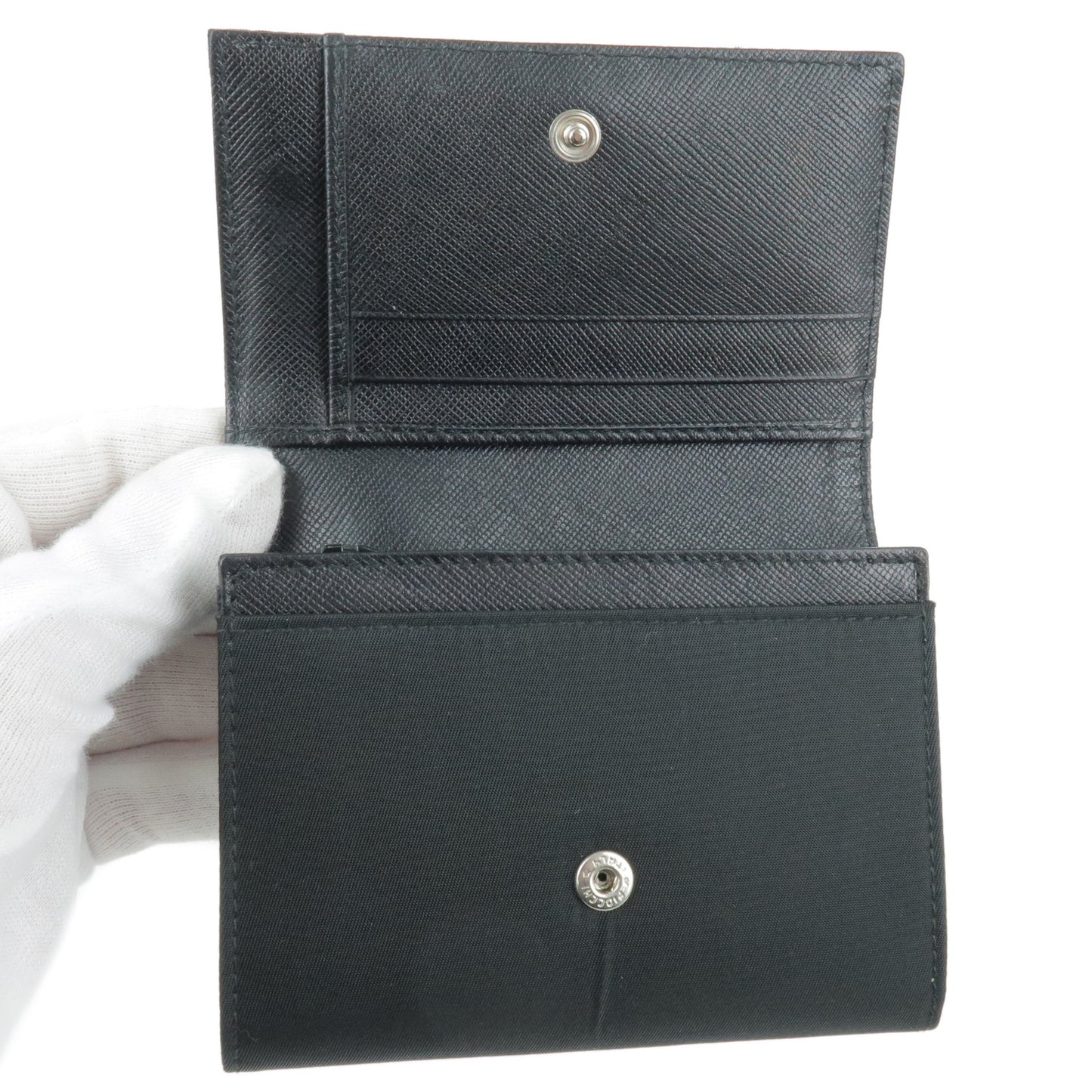PRADA Logo Nylon Bi Fold Coin Case Nero Black 1M0842