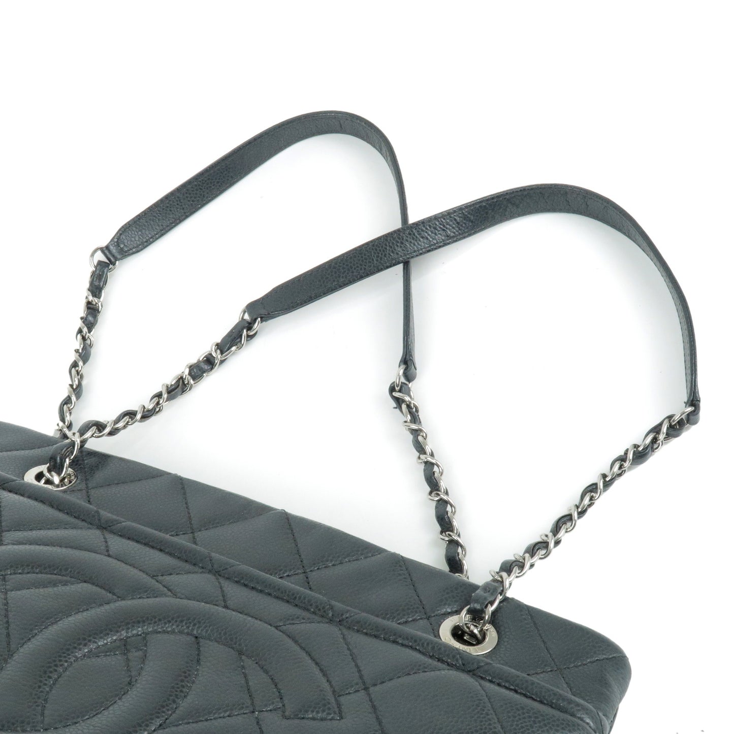 CHANEL Caviar Skin Matelasse Chain Tote Bag Black A67294