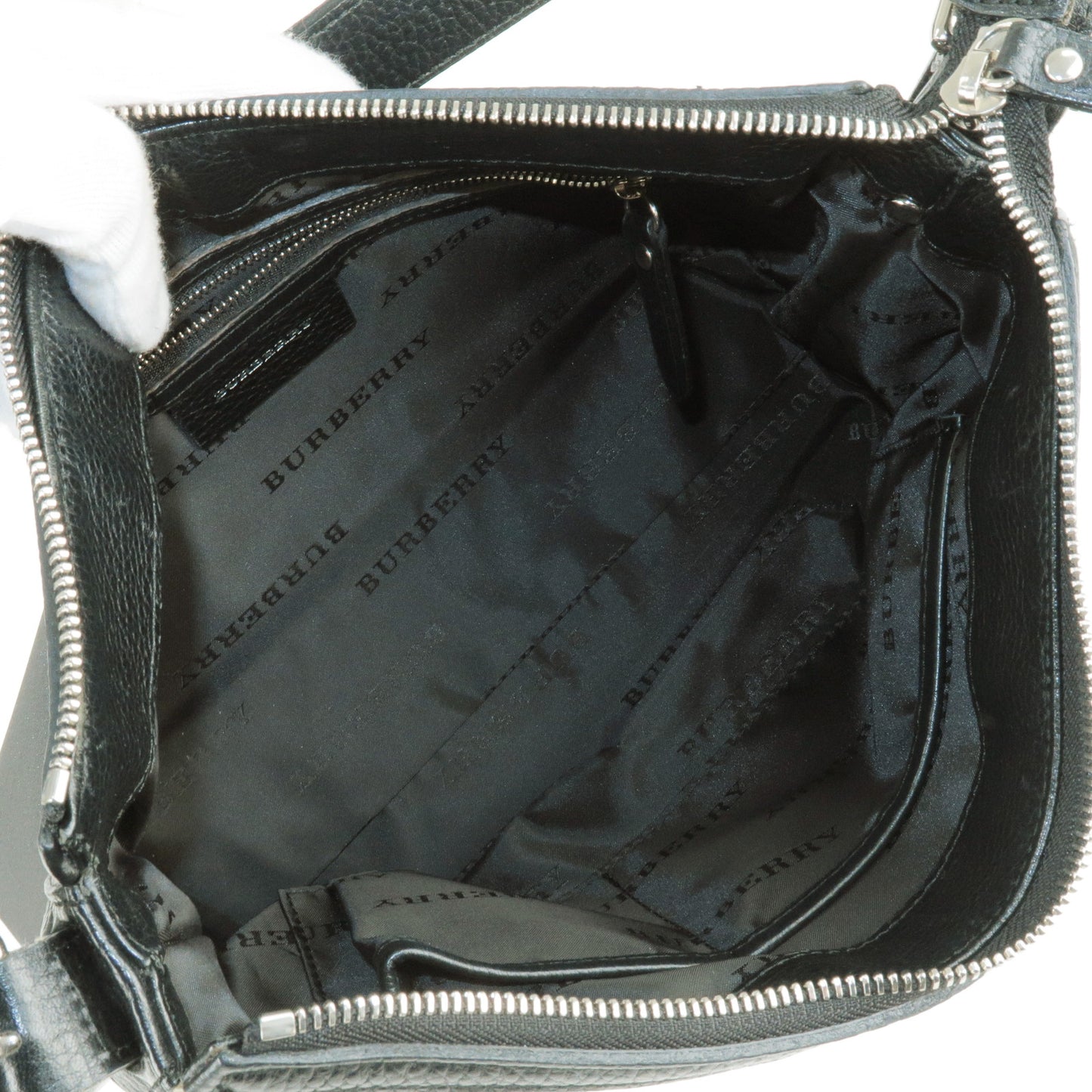 BURBERRY Canvas Leather Shoulder Bag Hand Bag Beige Black
