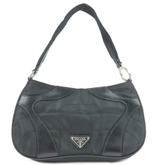 PRADA-Nylon-Leather-Hand-Bag-Pouch-NERO-Black-B10567