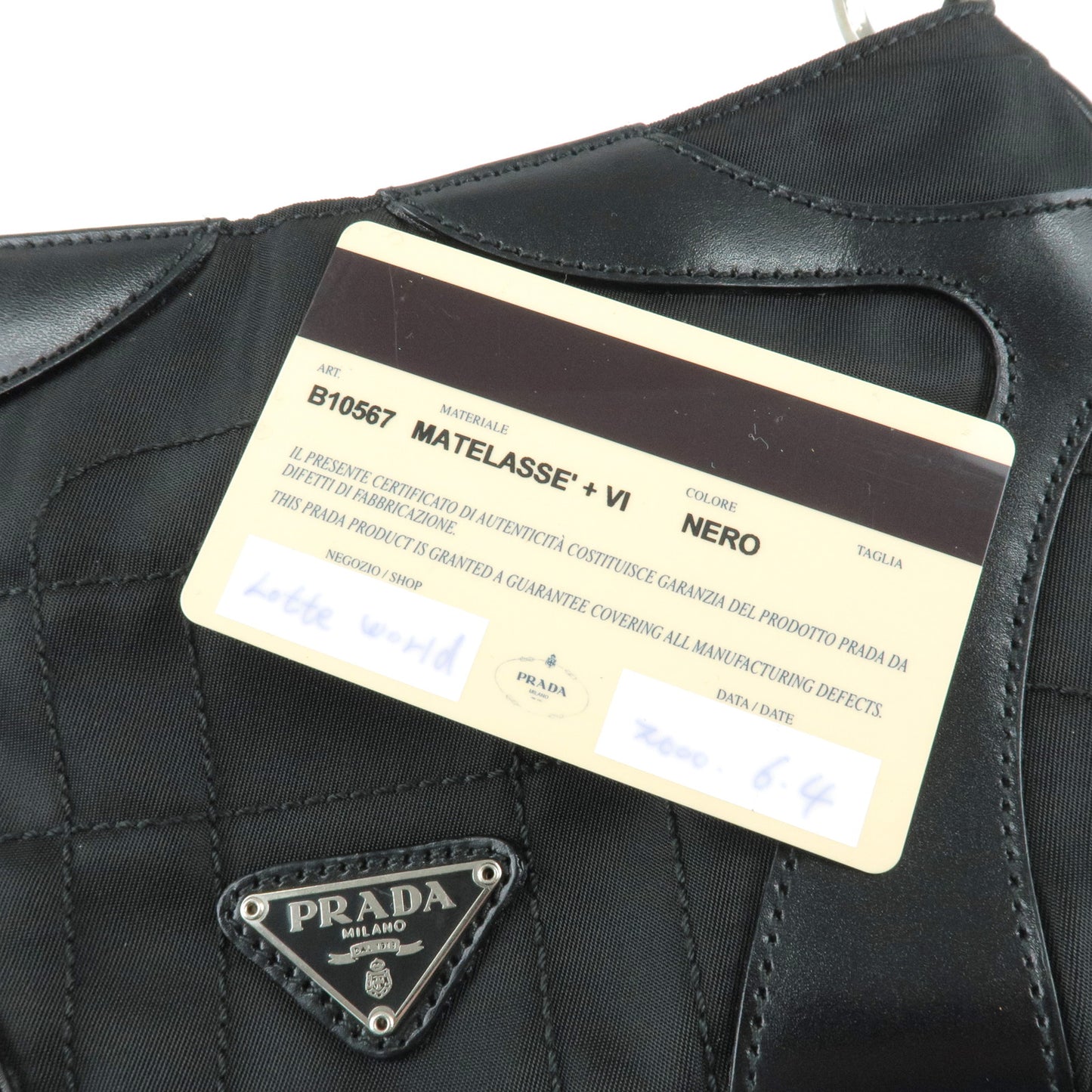 PRADA Nylon Leather Hand Bag Pouch NERO Black B10567
