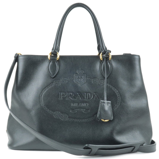 PRADA-Leather-2Way-Hand-Bag-Shoulder-Bag-NERO-Black-1BA579