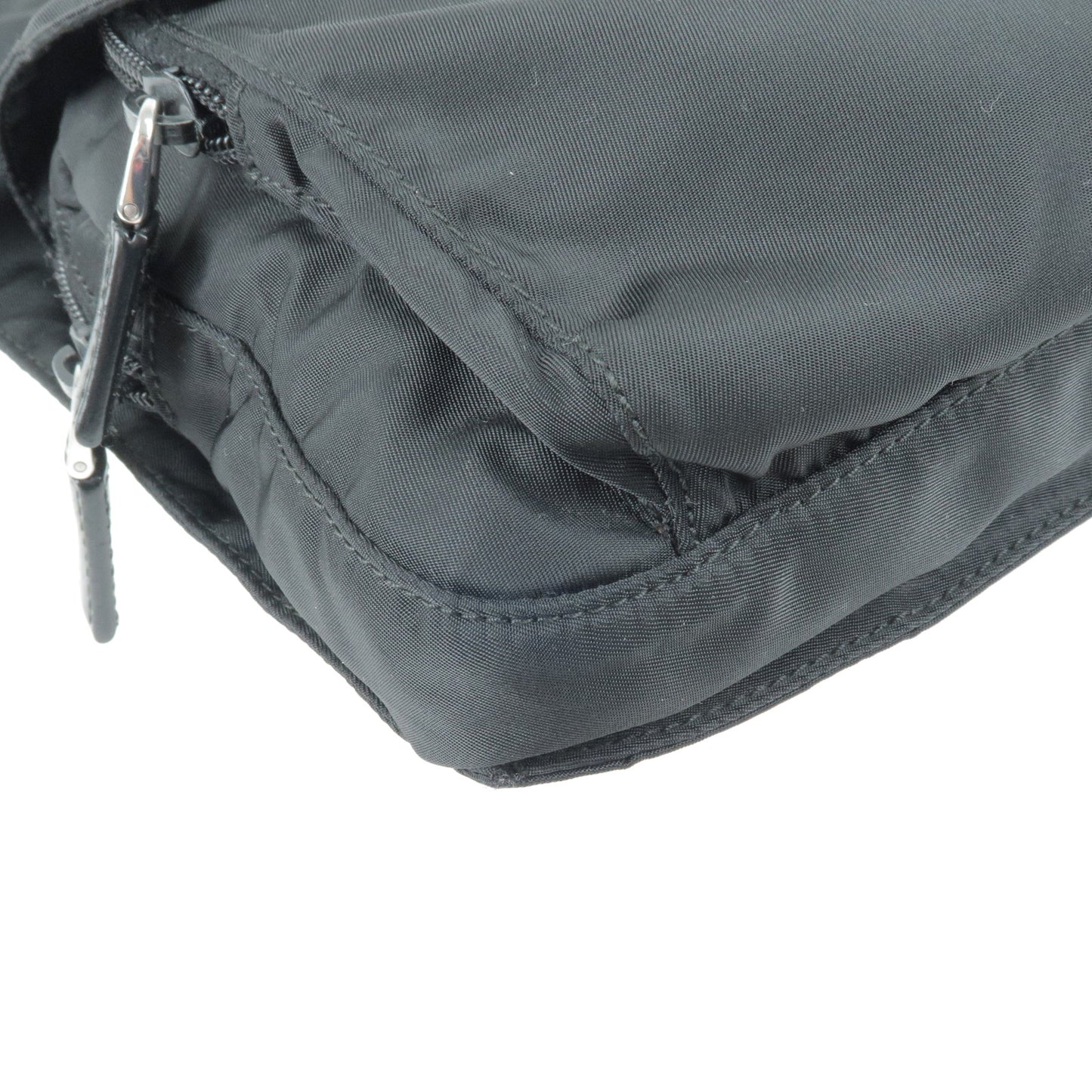 PRADA Logo Nylon Leather Shoulder Bag NERO Black BT0521