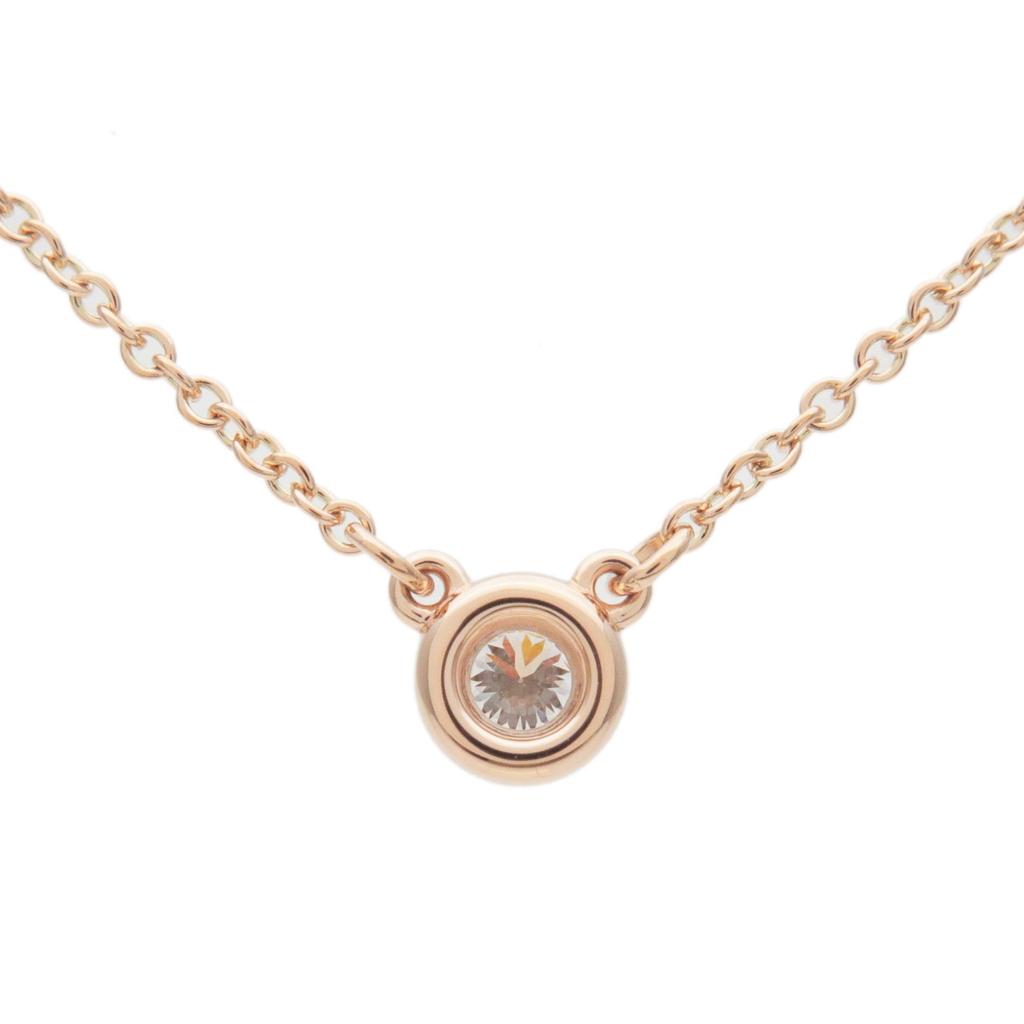 Tiffany&Co. By the Yard 1P Diamond Necklace 0.07ct Rose Gold