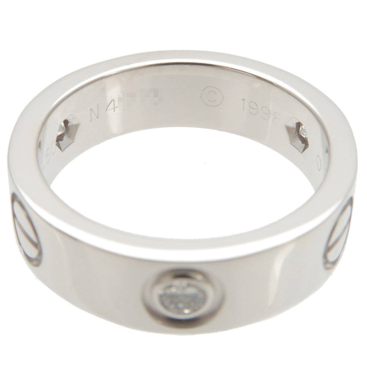 Cartier Love Ring Half Diamond K18WG 750WG White Gold #50 US5.5