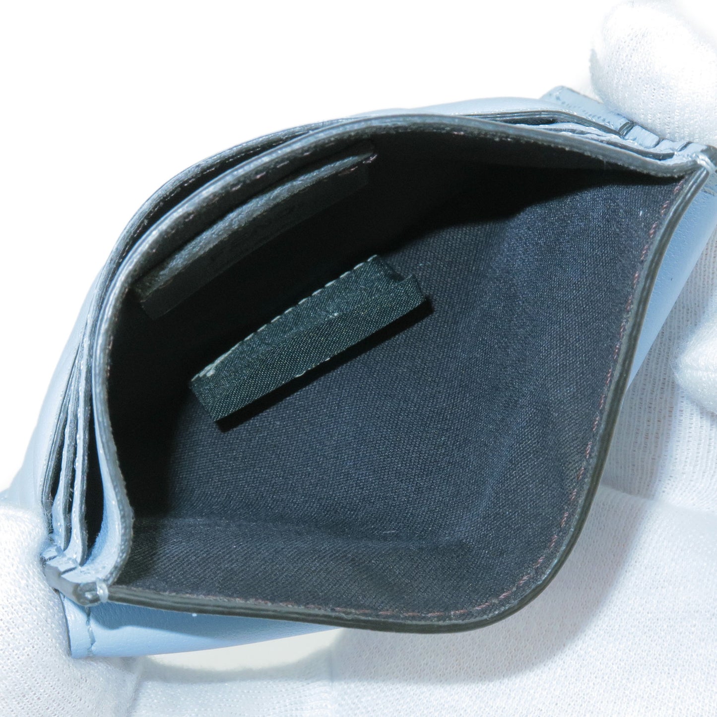 FENDI Leather Card Case Light Blue 8M0423