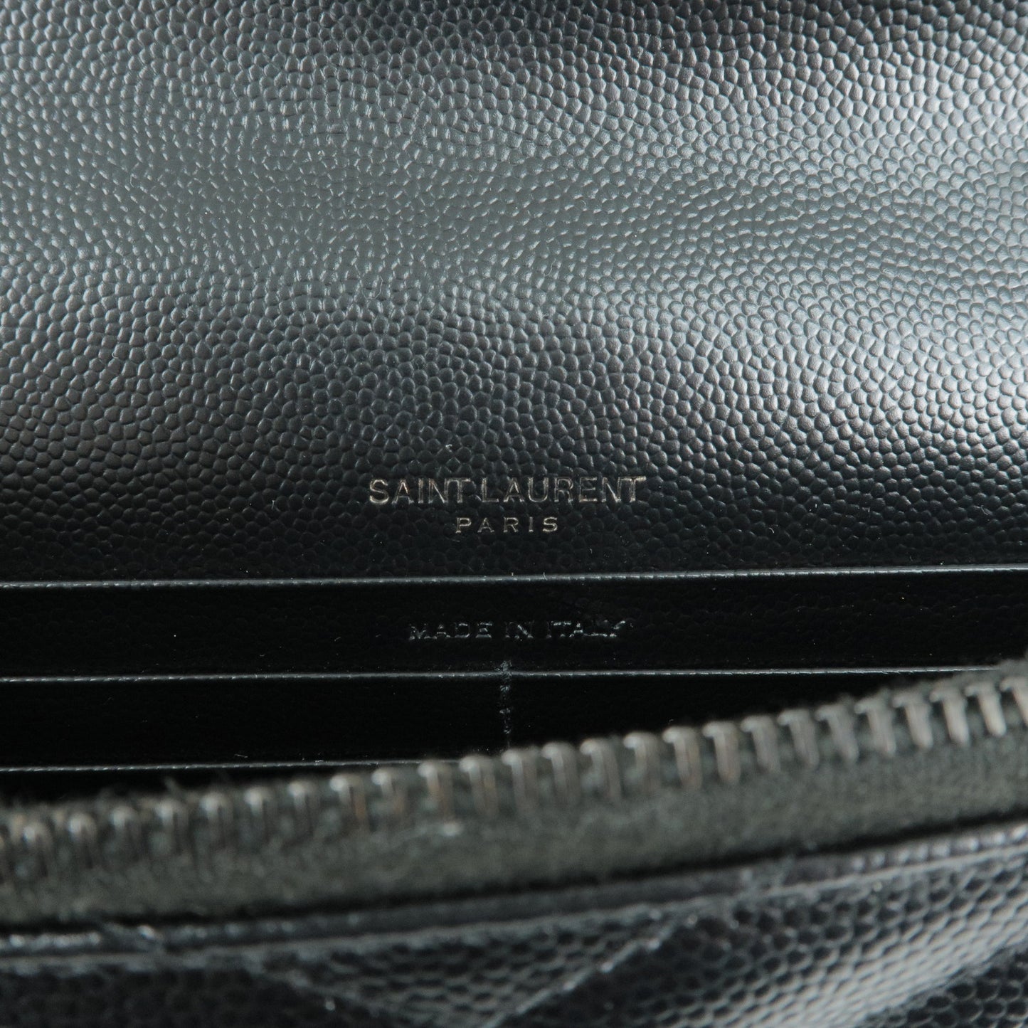 Saint Laurent PARIS Leather Chain Wallet WOC Black 393953