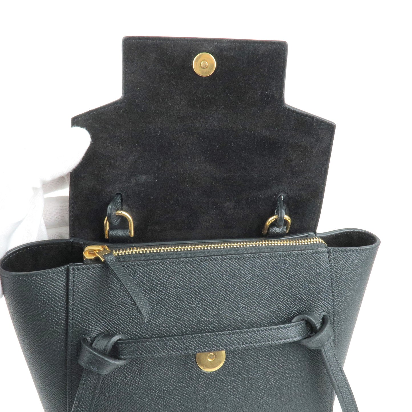 CELINE Leather Belt Bag Nano 2Way Bag Hand Bag Black 189003