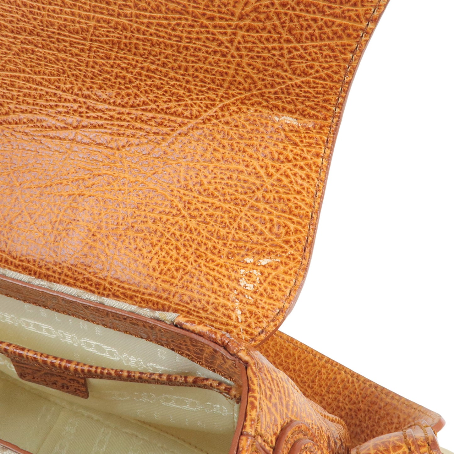 CELINE Macadam Canvas Leather Shoulder Bag Beige Brown