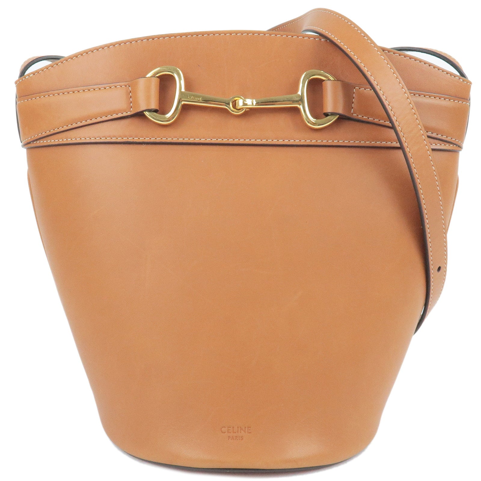CELINE-Leather-Crecy-Bucket-Shoulder-Bag-Brown-192073