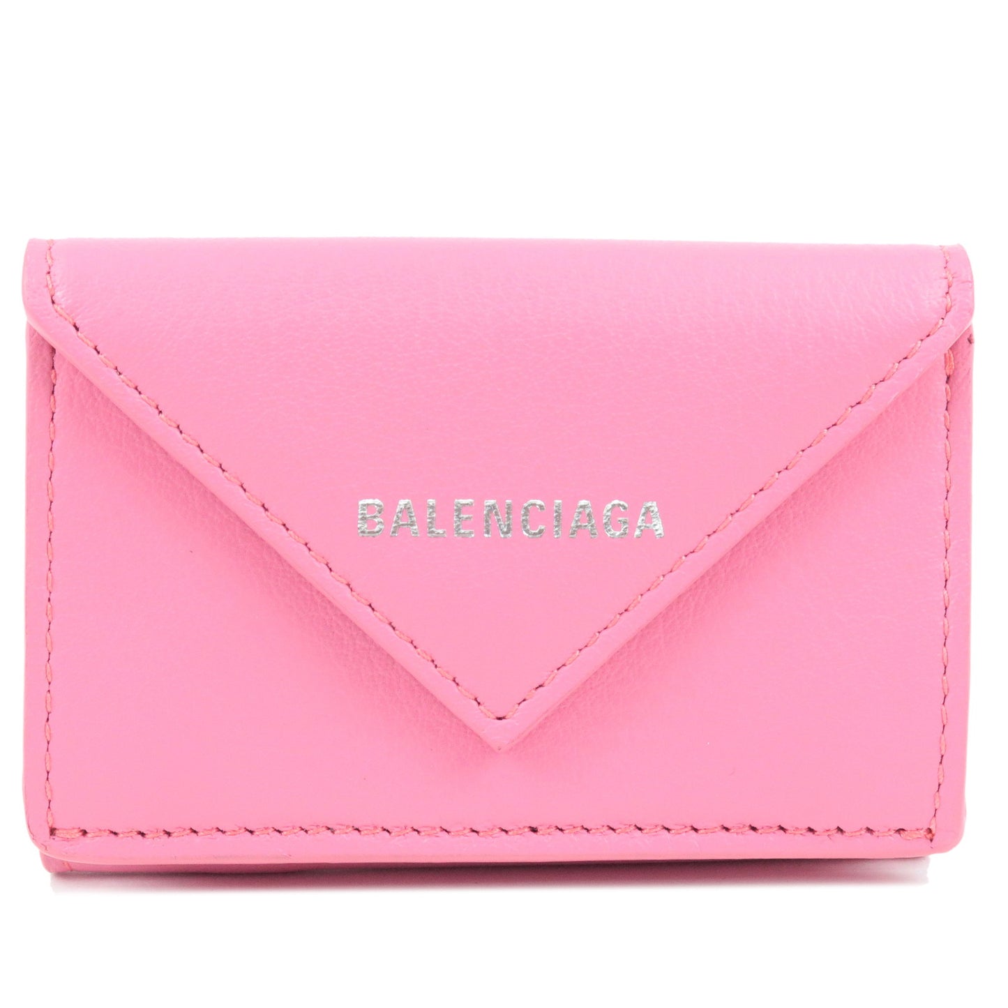 BALENCIAGA-Leather-Papier-Mini-Wallet-Pink-391446