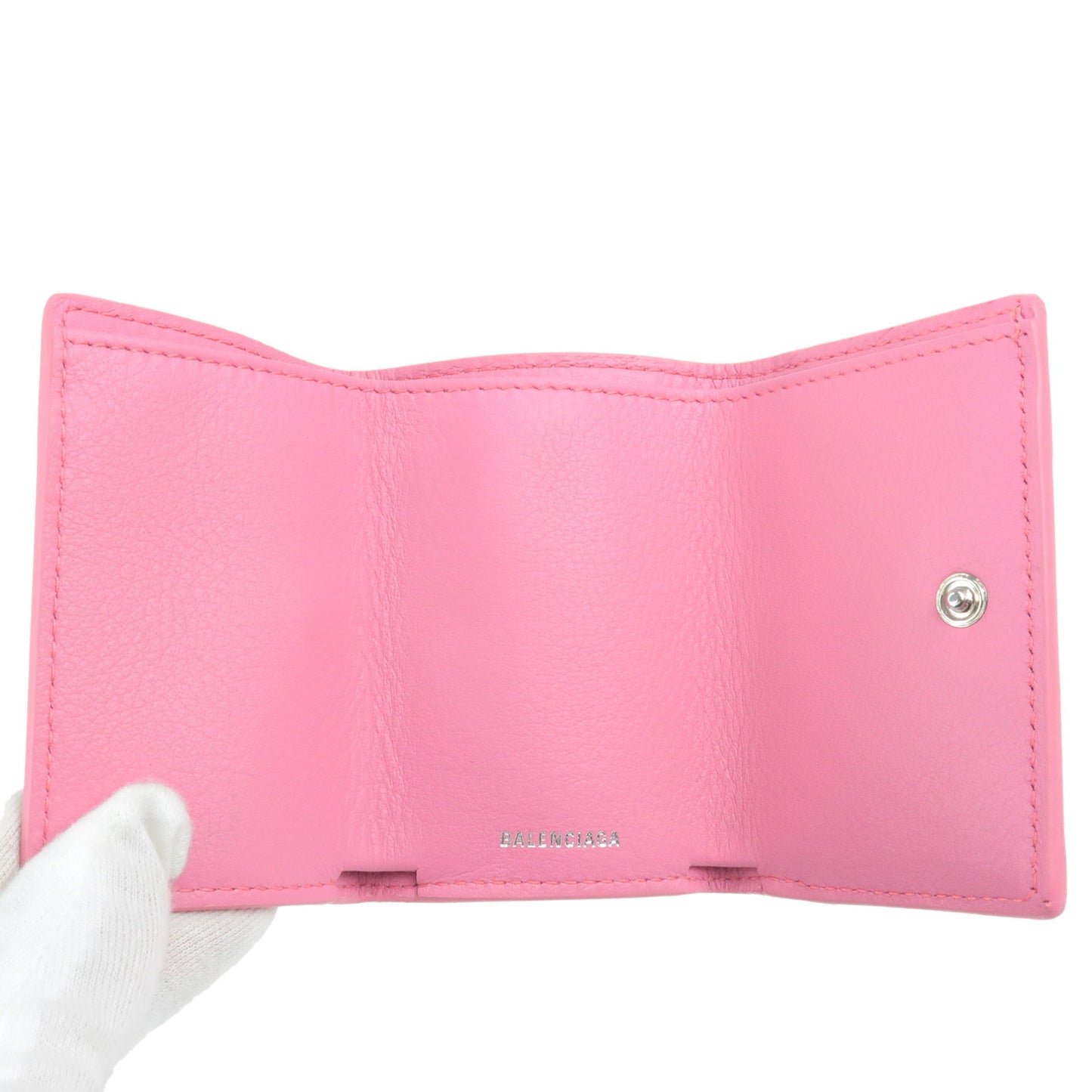 BALENCIAGA Leather Papier Mini Wallet Pink 391446