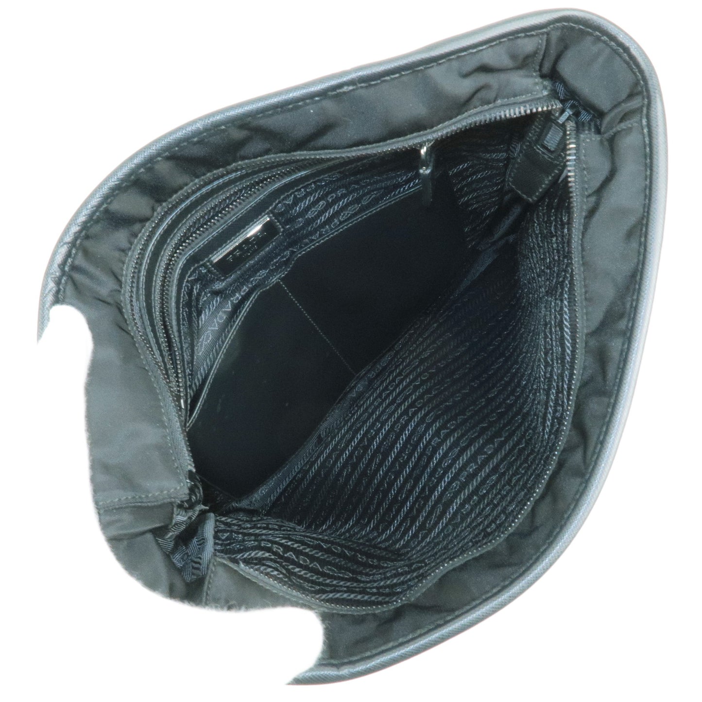 PRADA Logo Nylon Leather Shoulder Bag NERO Black VA953M