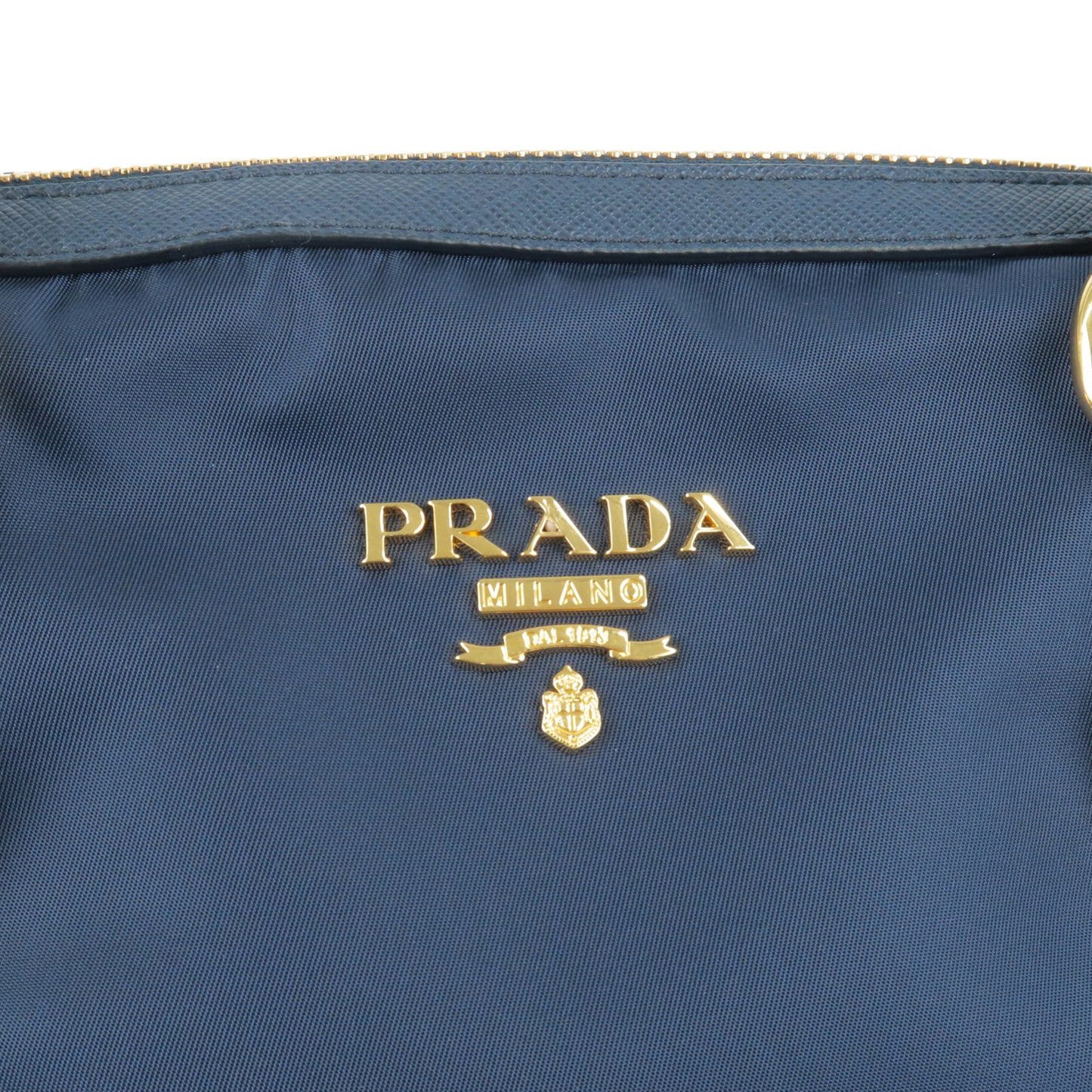 PRADA Nylon Leather 2WayBag Hand Bag Shoulder Bag Navy 1BB013