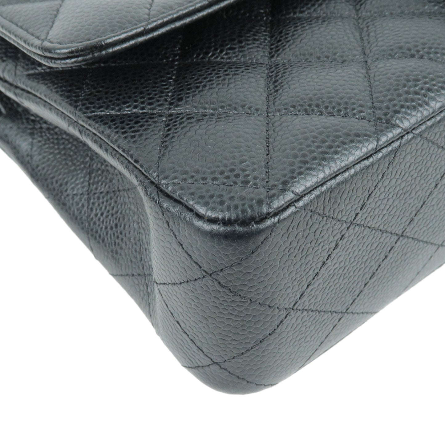 CHANEL Caviar Skin Matelasse 25 Double Flap Shoulder Bag A01112