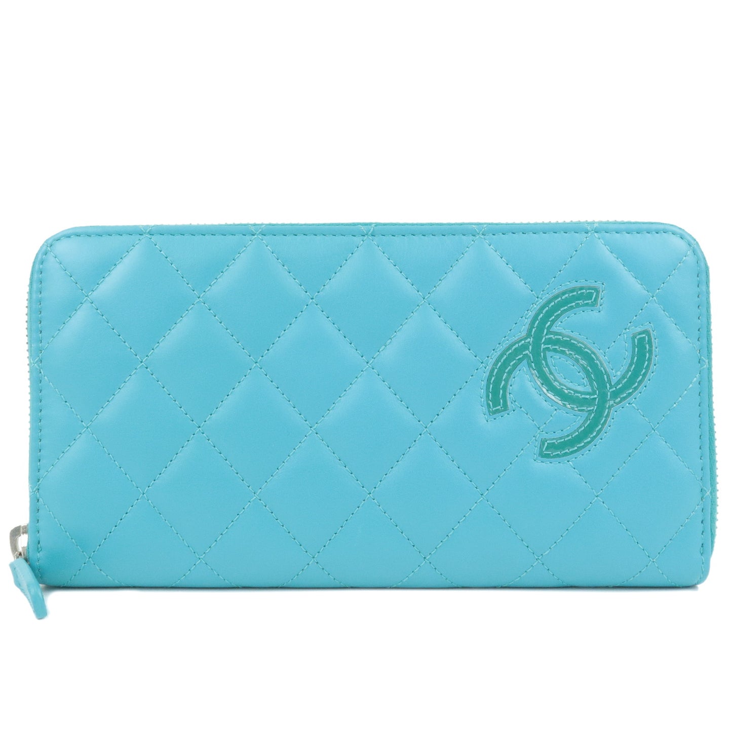 CHANEL-SimplyCC-Matelasse-Leather-Long-Wallet-Emerald-Green-A80213