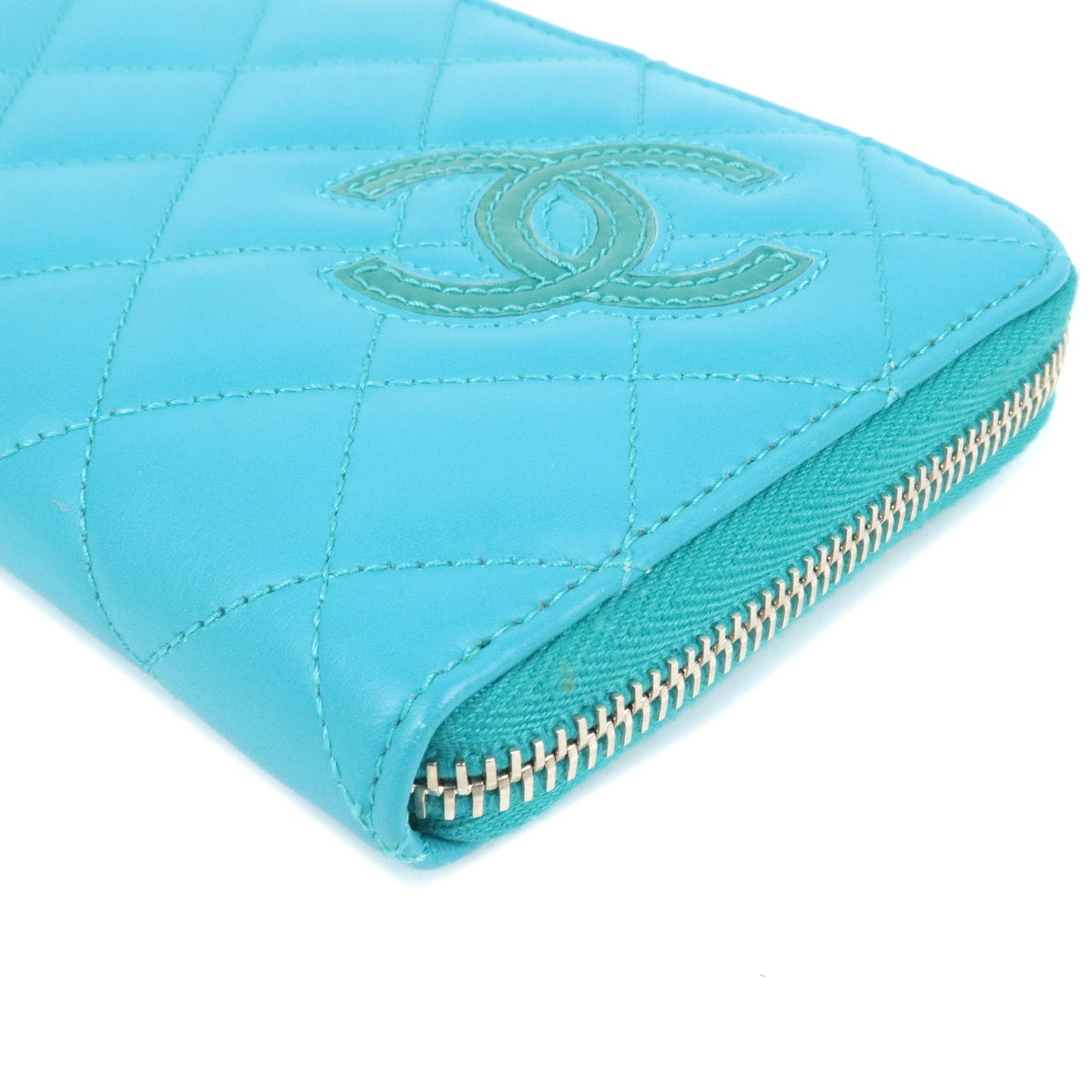 CHANEL SimplyCC Matelasse Leather Long Wallet Emerald Green A80213