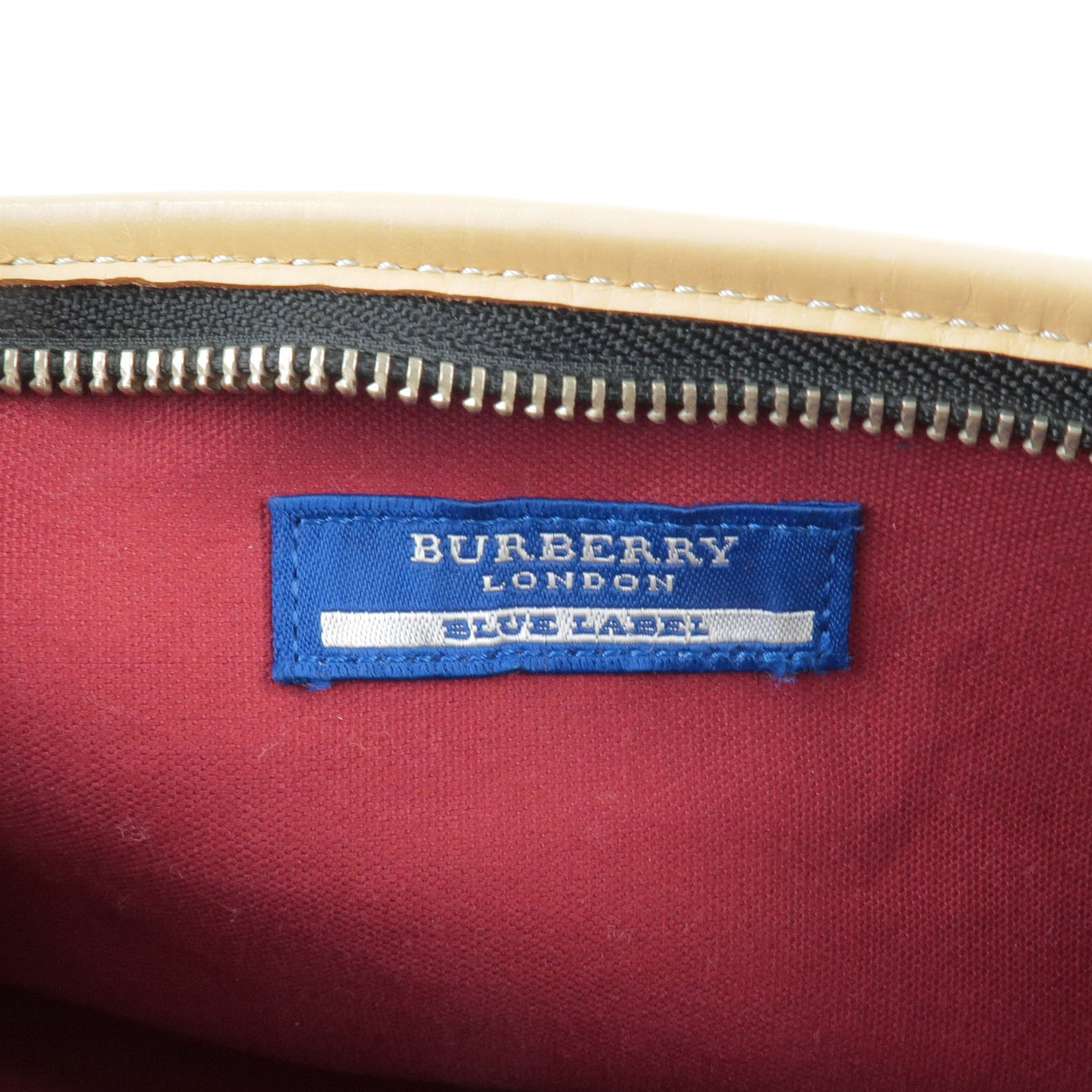 BURBERRY Blue Label Canvas Leather Shoulder Bag Black Beige