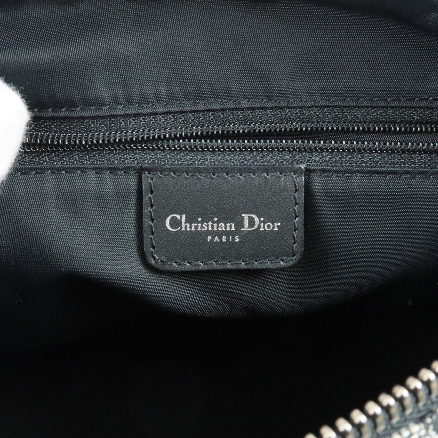 Christian Dior Trotter Canvas Leather Boston Bag Black