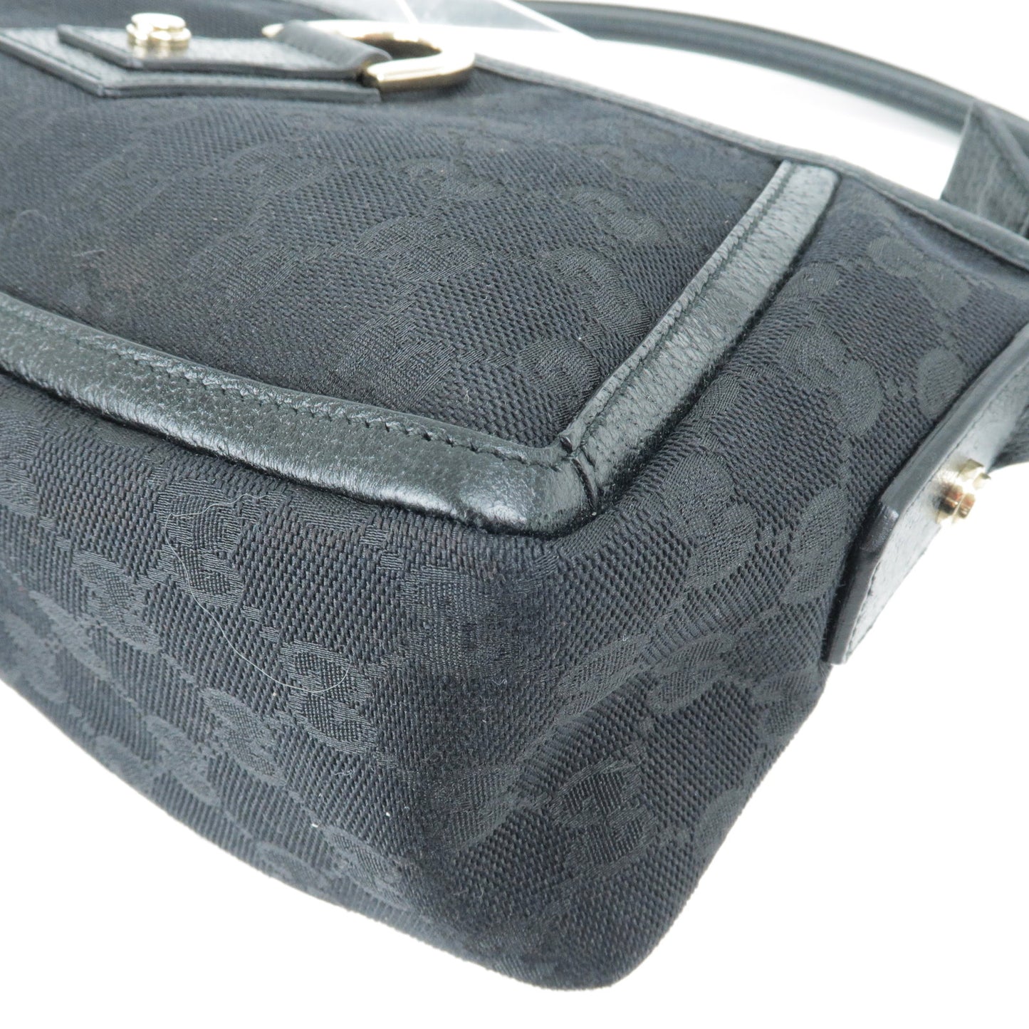 GUCCI Abbey GG Canvas Leather Shoulder Bag Black 130939
