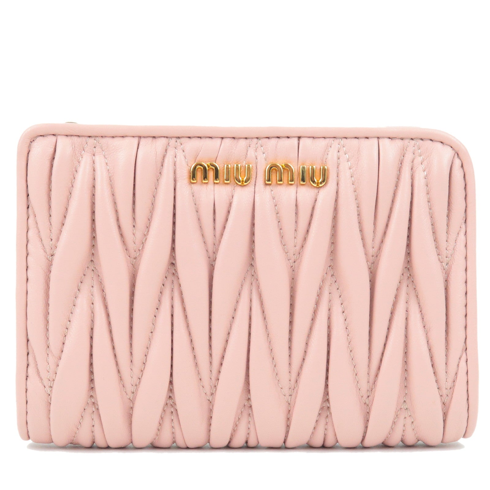 MIU-MIU-Matelasse-Leather-L-Shaped-Zipper-Wallet-Pink-5ML013