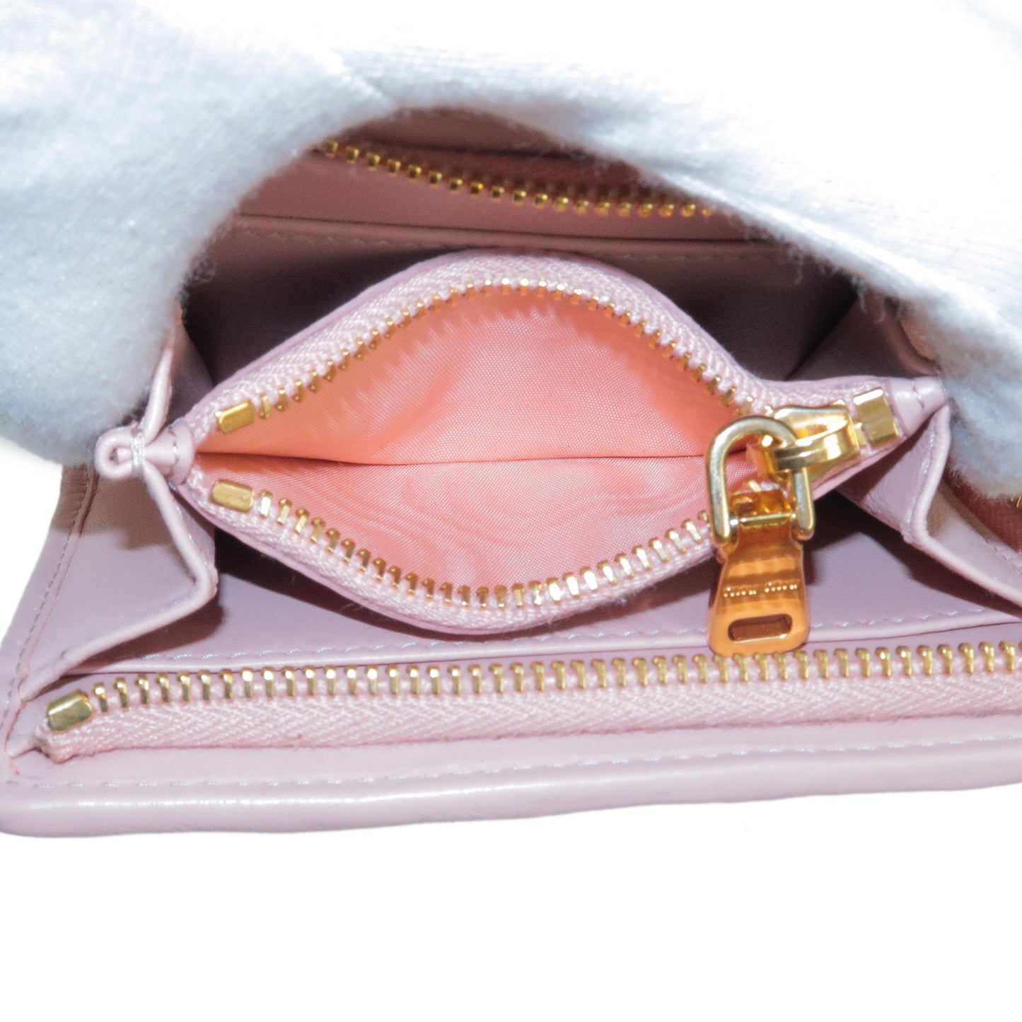 MIU MIU Matelasse Leather L Shaped Zipper Wallet Pink 5ML013