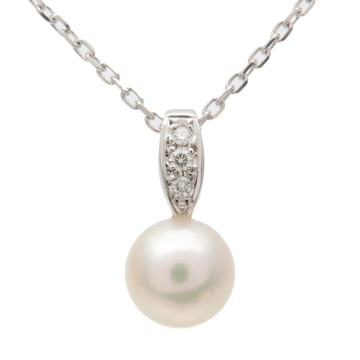 MIKIMOTO-Pearl-Diamond-Necklace-K18-White-Gold