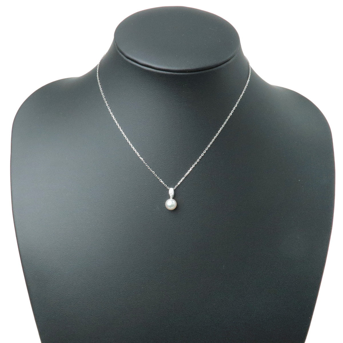 MIKIMOTO Pearl Diamond Necklace K18 White Gold