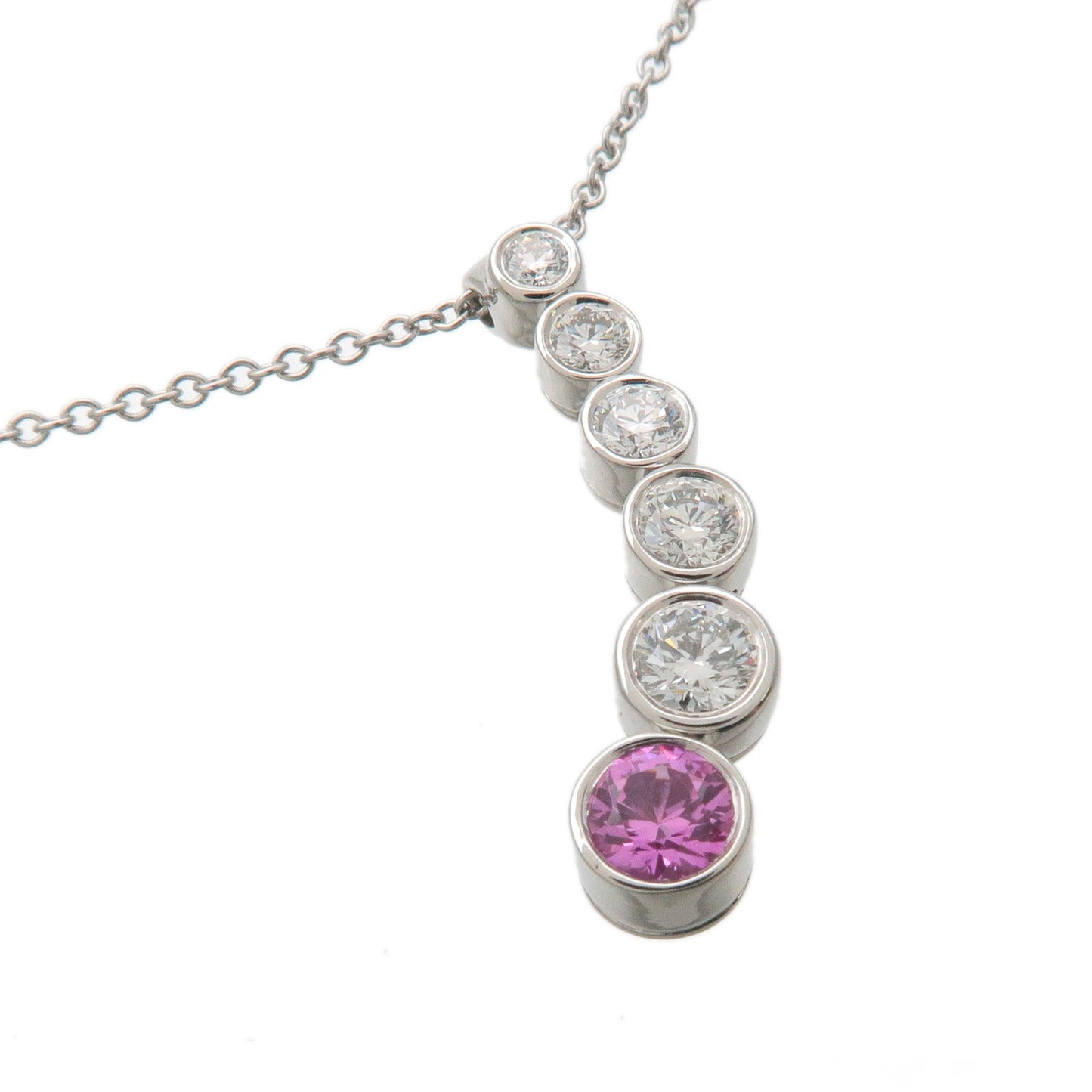 Tiffany&Co. Drop Necklace 5P Diamond 1P Pink Sapphire PT950