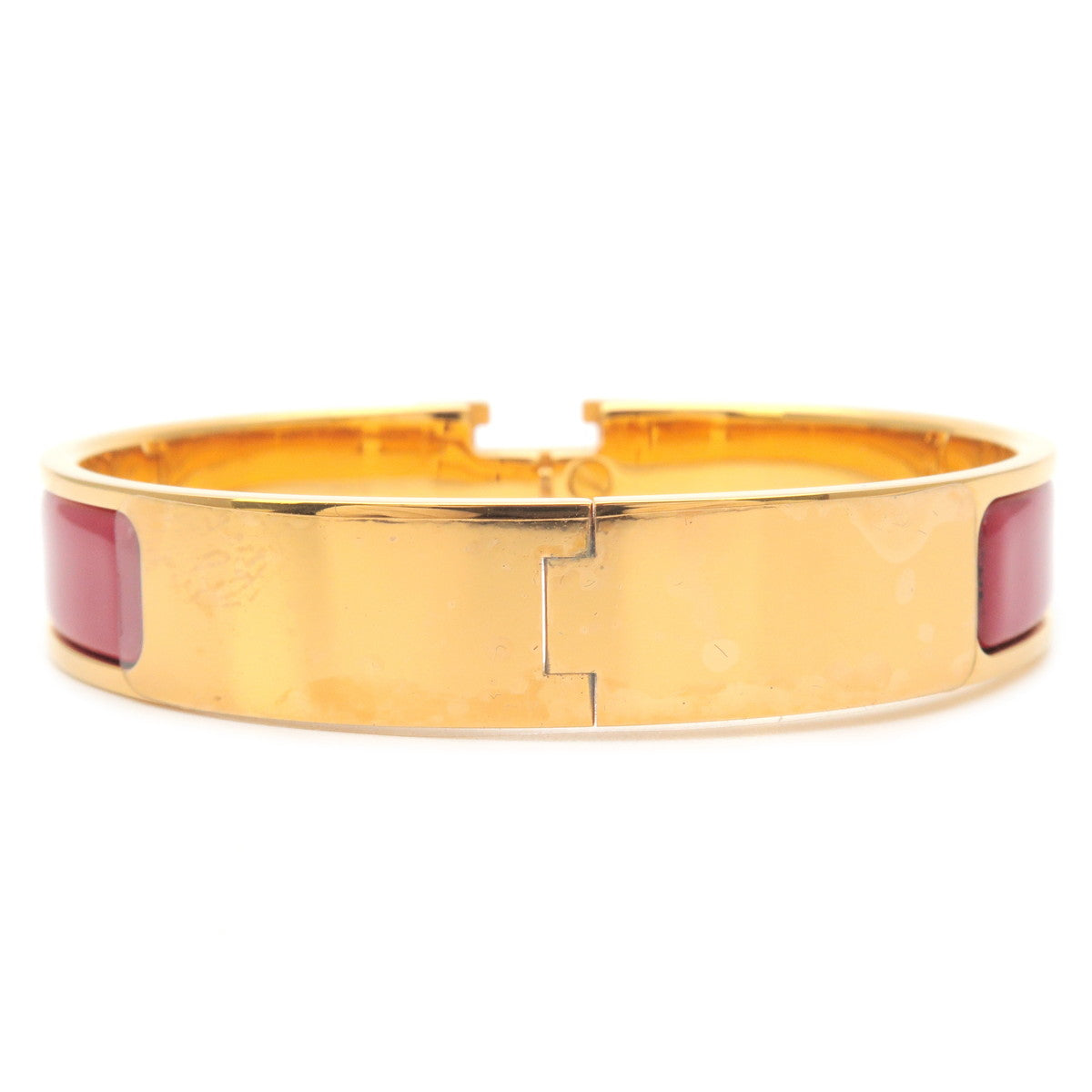 HERMES Clic Clac PM H Logo Bangle Bracelet Gold Red