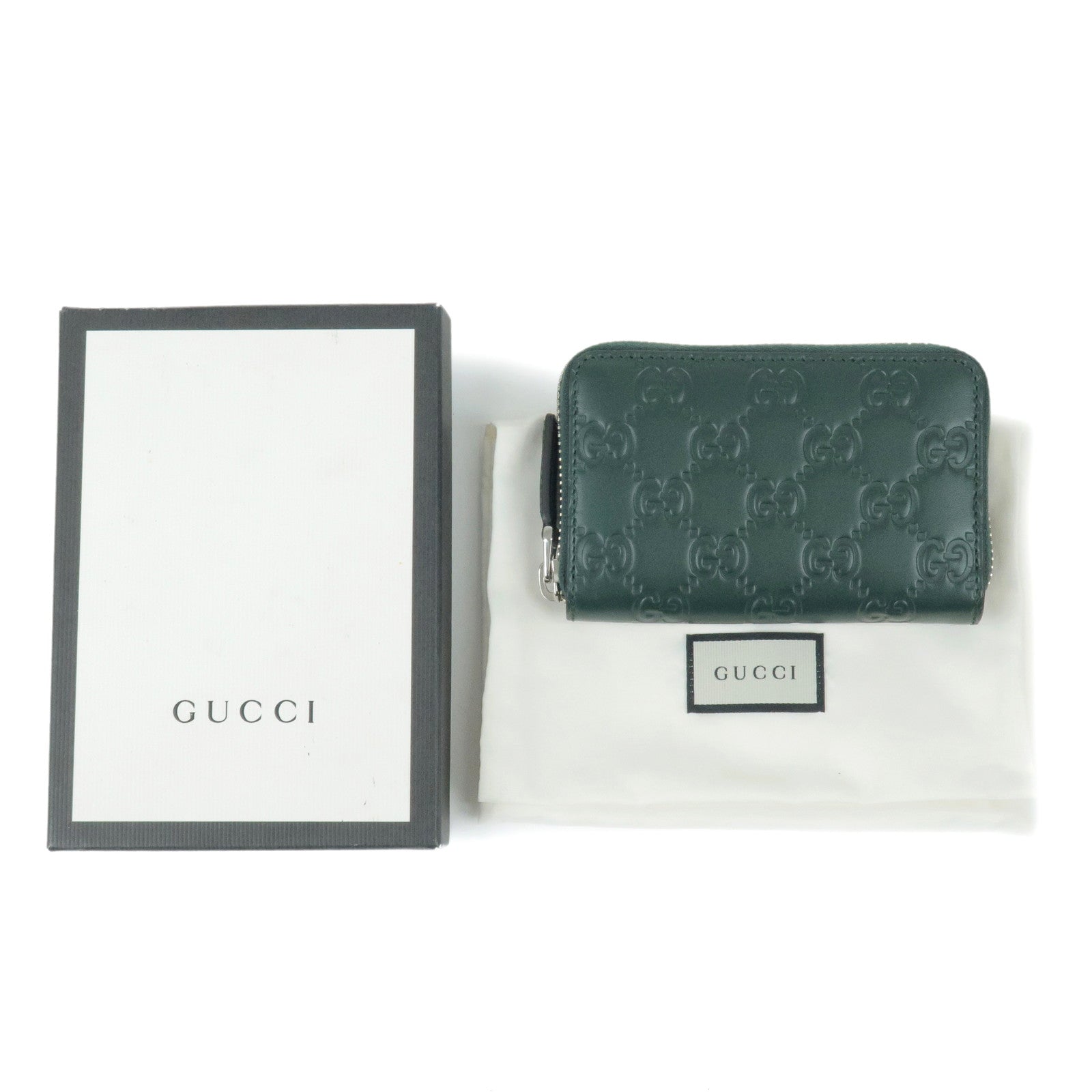 GUCCI VINTAGE MICRO GUCCISSIMA GG MONOGRAM LEATHER WALLET INSIDE GREEN  ITALY
