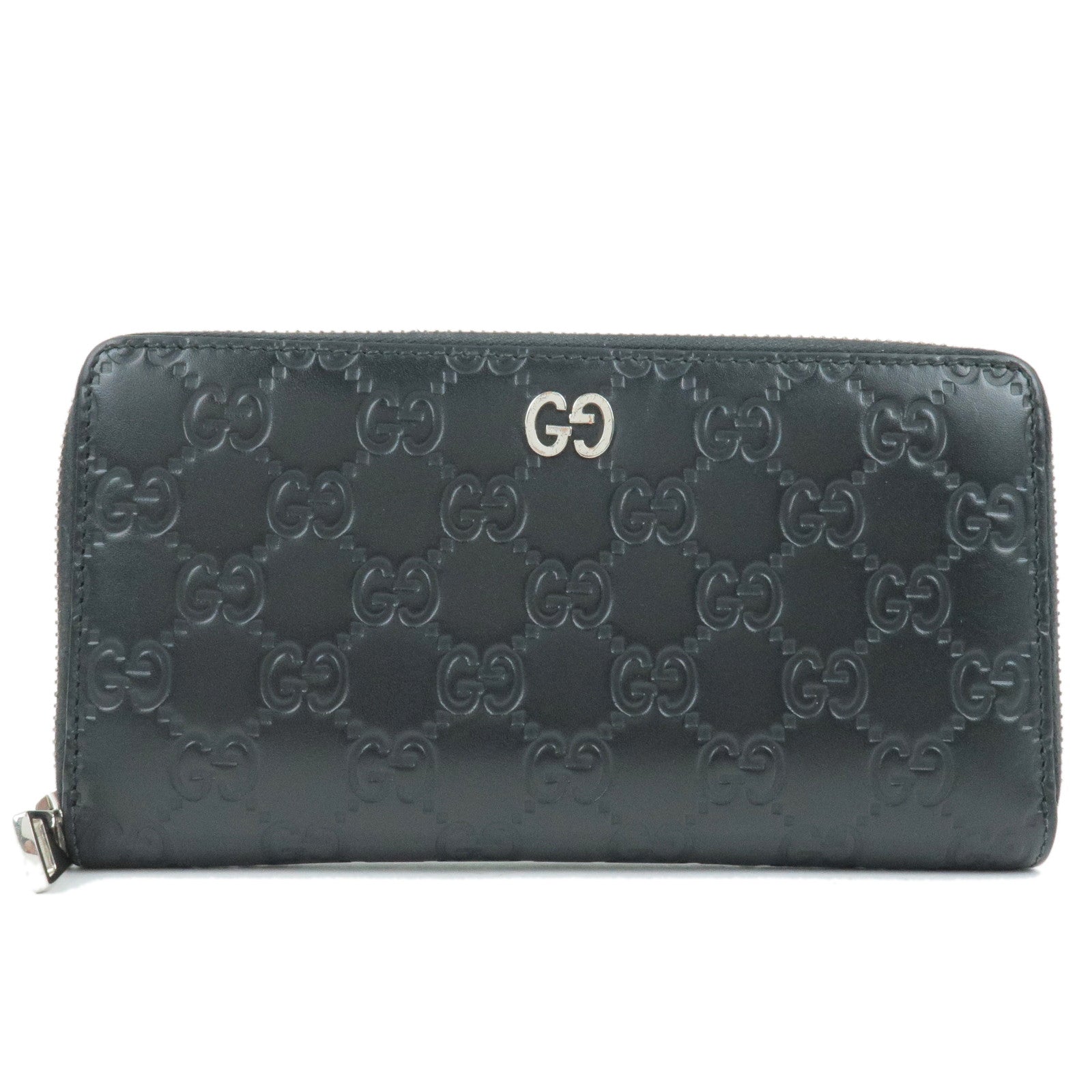 GUCCI-Guccissima-Leather-Round-Zippy-Long-Wallet-Black-473928