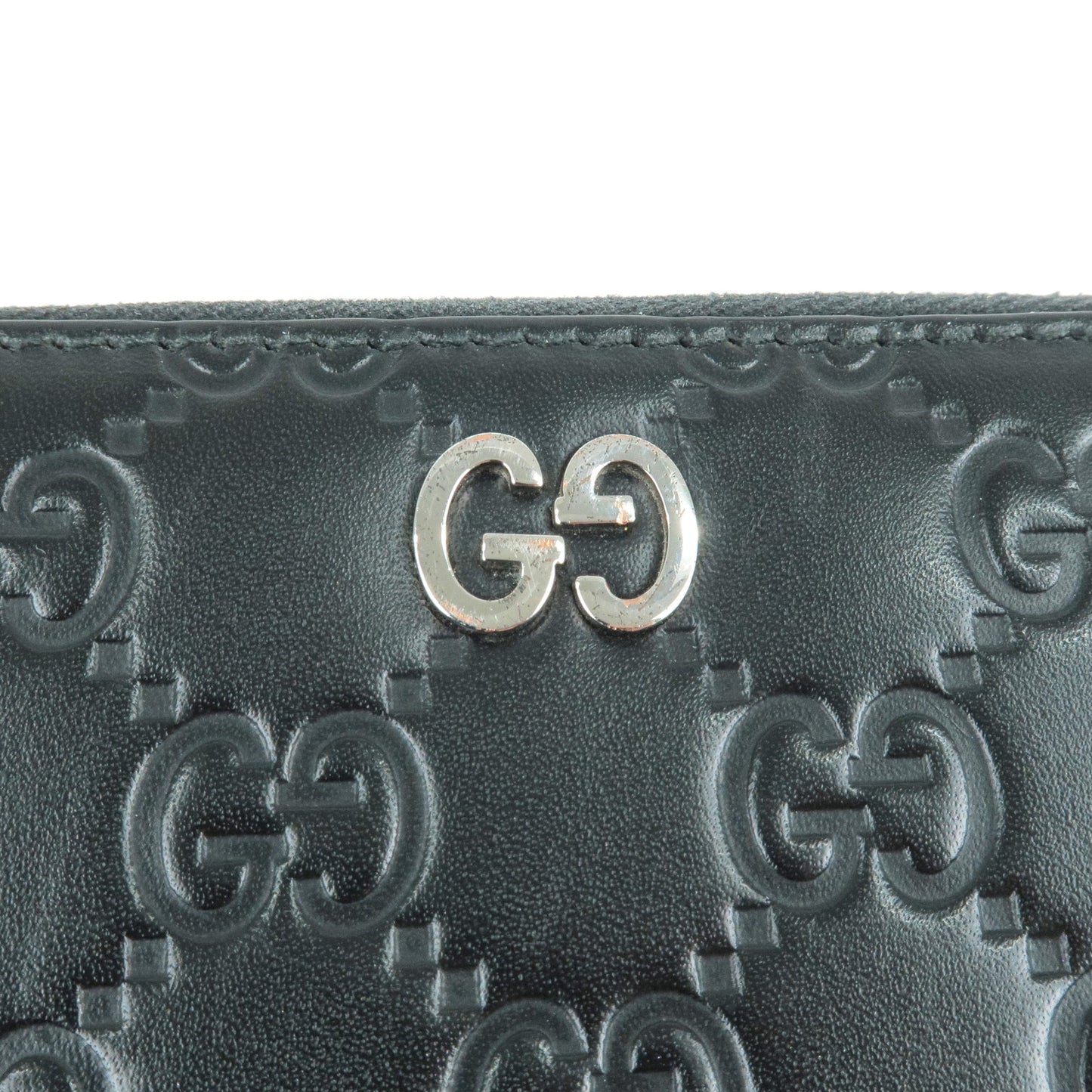 GUCCI Guccissima Leather Round Zippy Long Wallet Black 473928