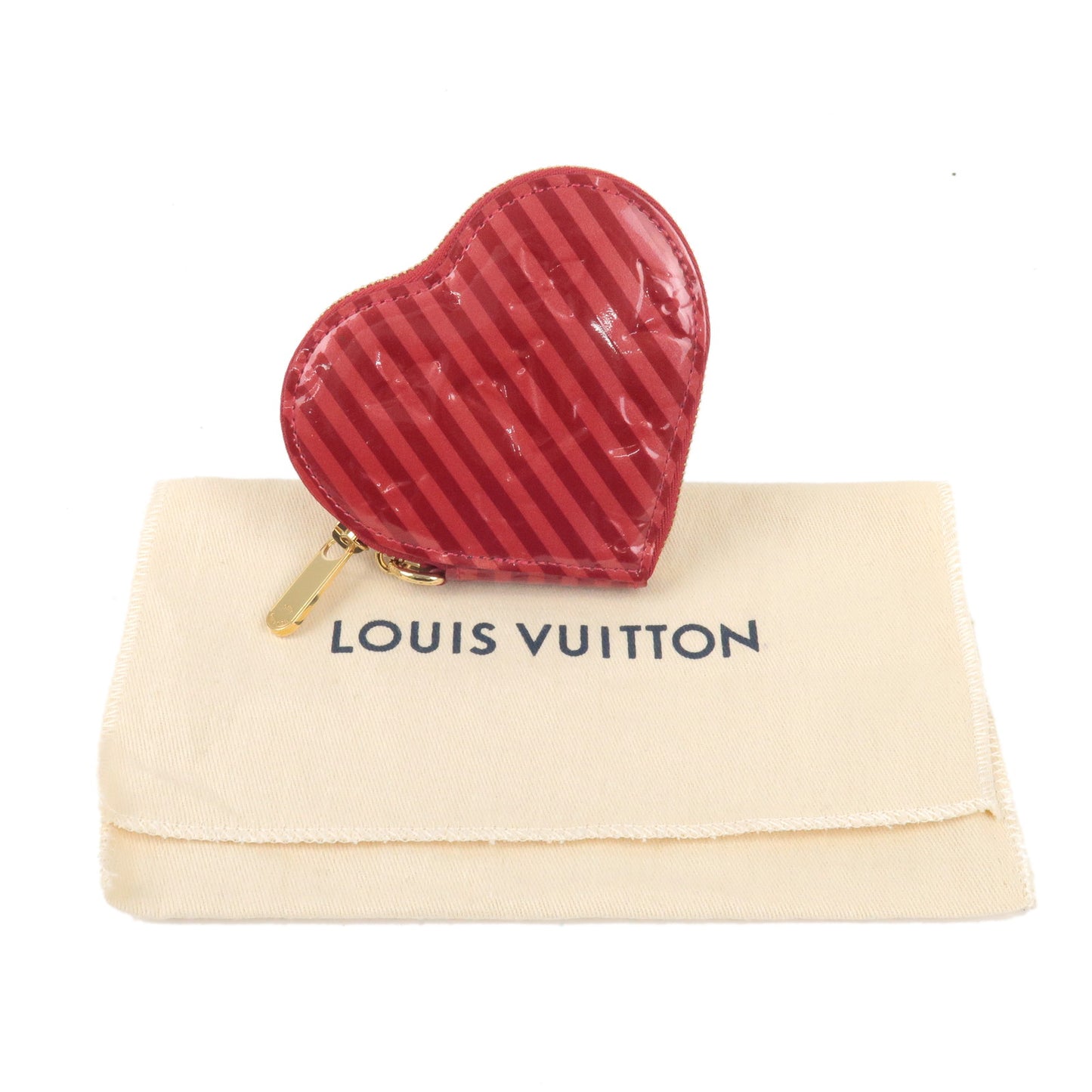 Louis Vuitton Monogram Vernis Rayures Porte Monnaie Coeur CoinCase