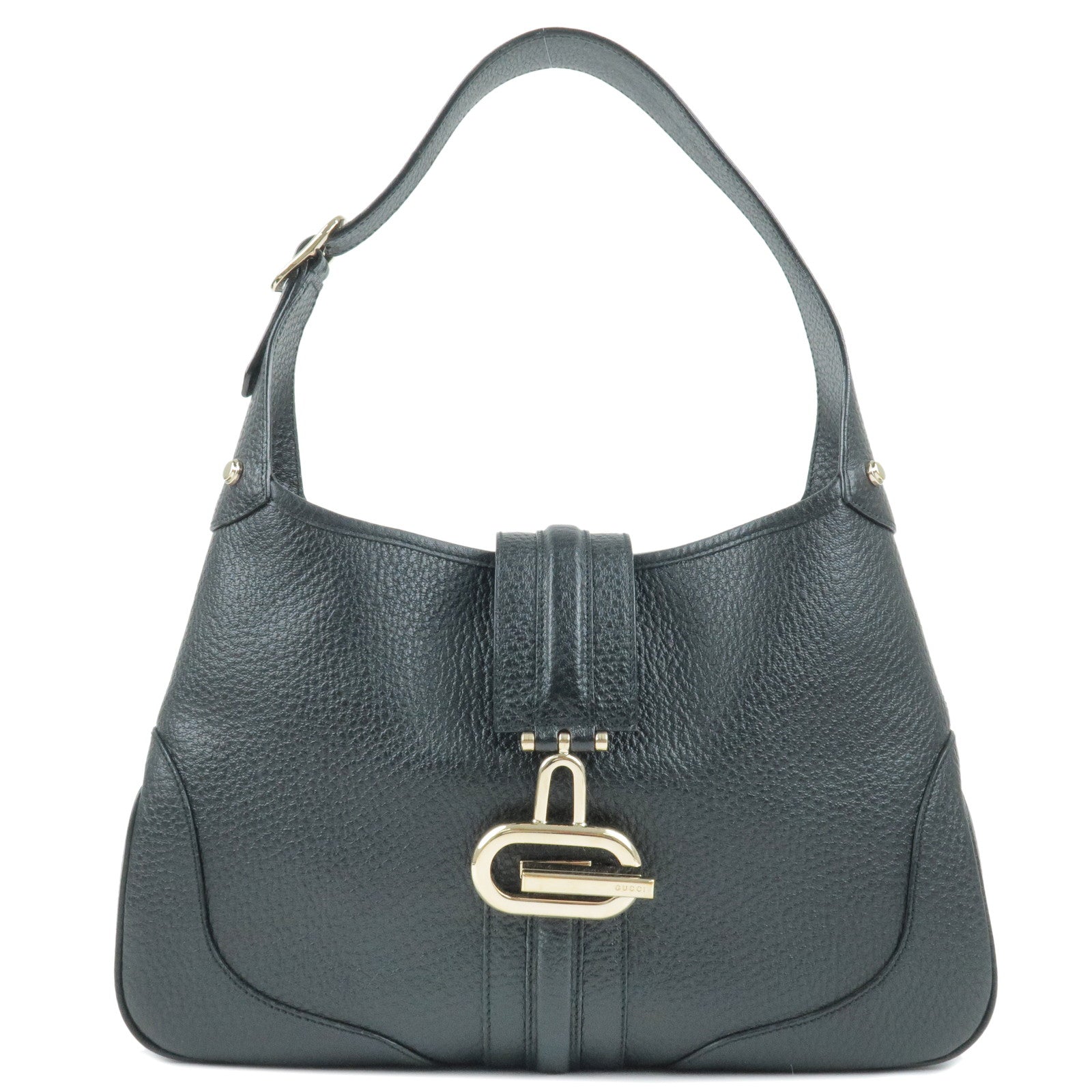 GUCCI-Leather-Shoulder-Bag-Hand-Bag-Black-130779