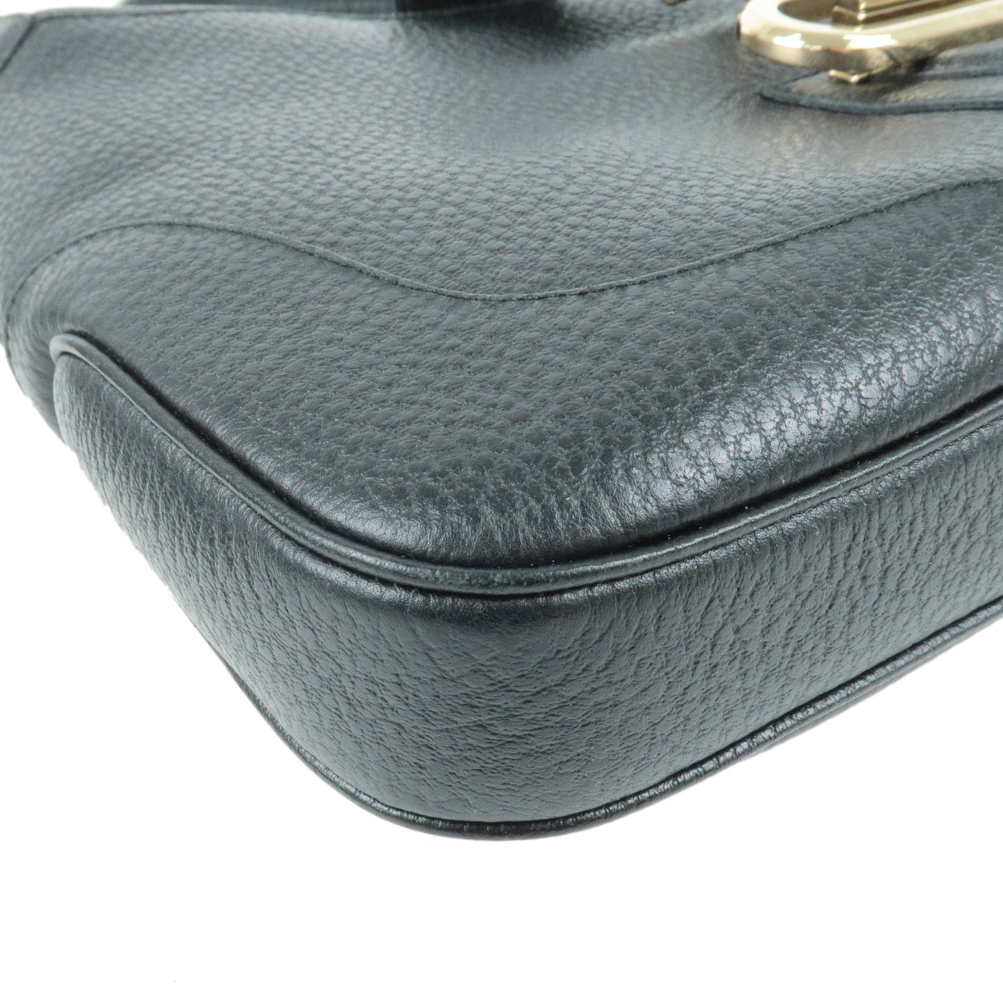 GUCCI Leather Shoulder Bag Hand Bag Black 130779