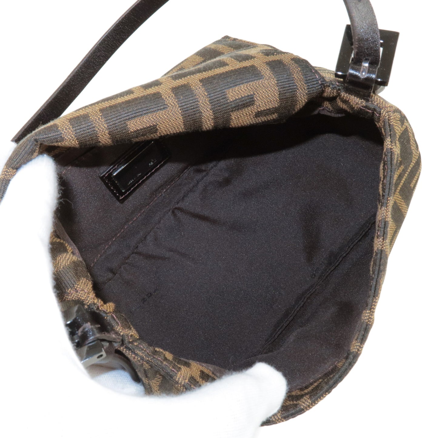 FENDI Zucca Canvas Leather Mamma Baguette Shoulder Bag 8BR180