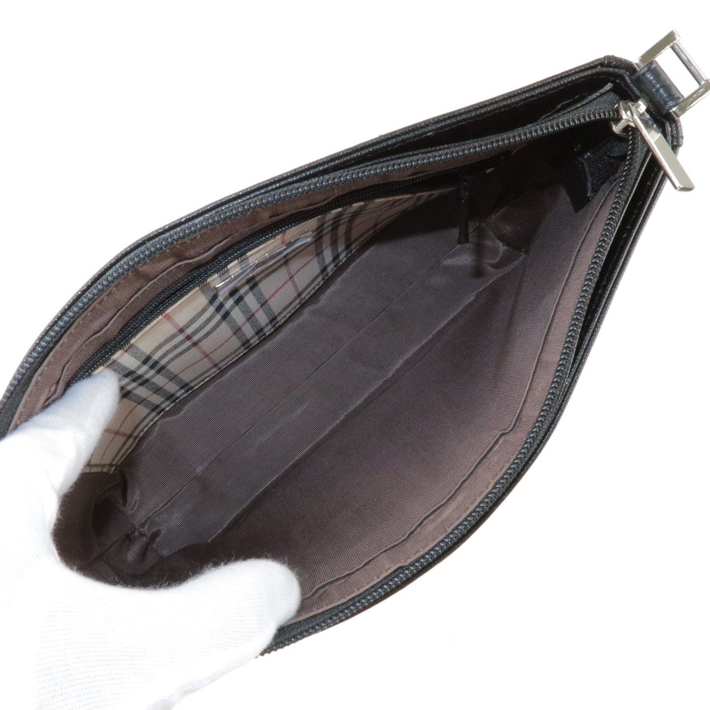 BURBERRY Leather Shoulder Bag Hand Bag Black