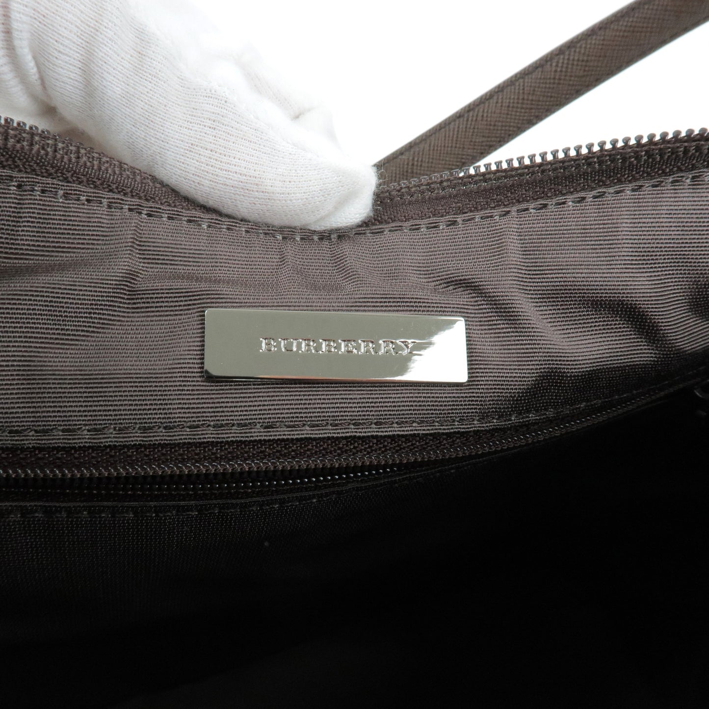BURBERRY Nova Plaid Canvas Leather Shoulder Bag Beige Brown