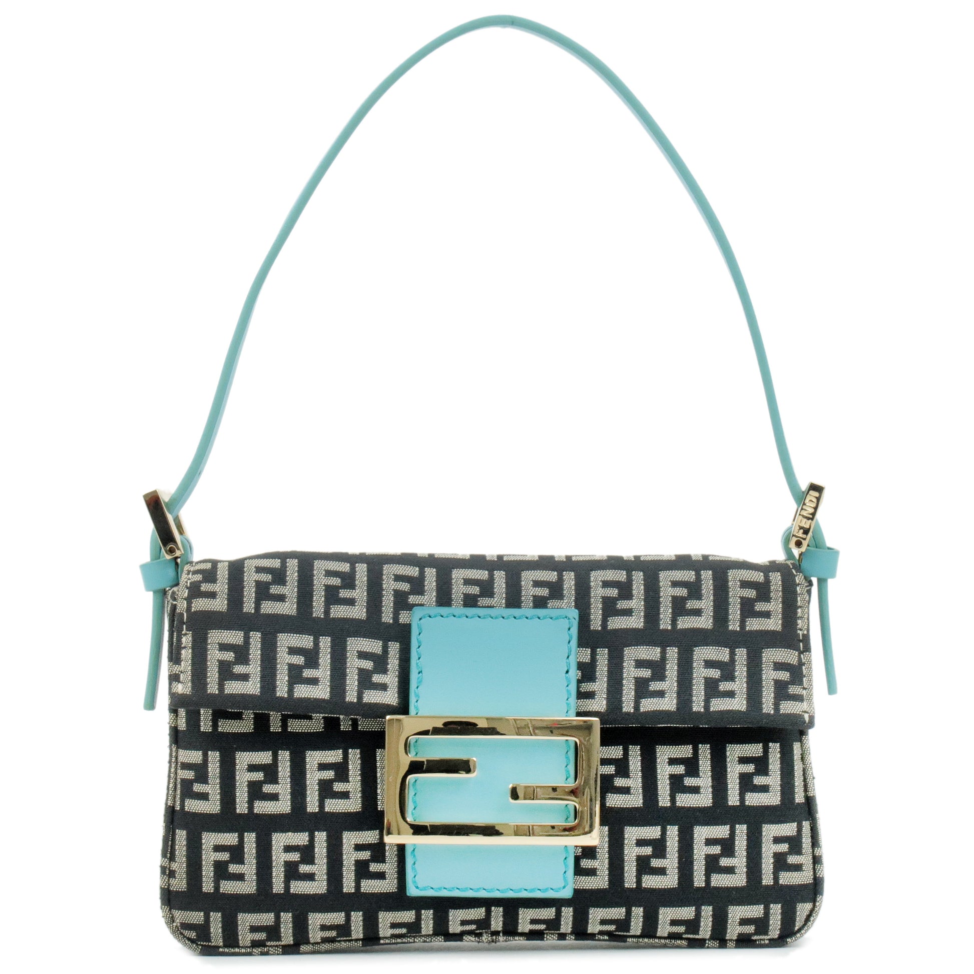 Fendi, Bags, Authentic Fendi Black Zucchino Canvas Mini Pochette Handbag