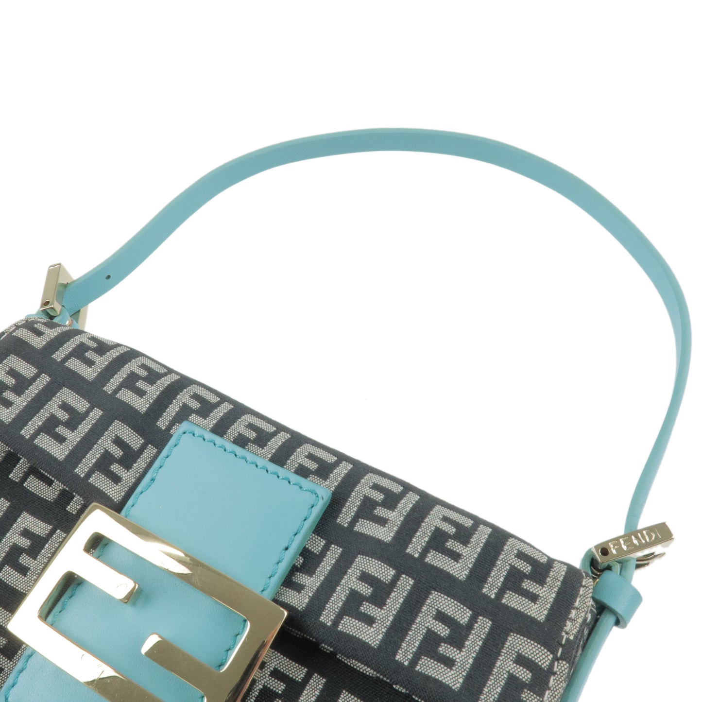 FENDI Zucchino Canvas Leather Mini Mamma Baguette Bag 8BK005