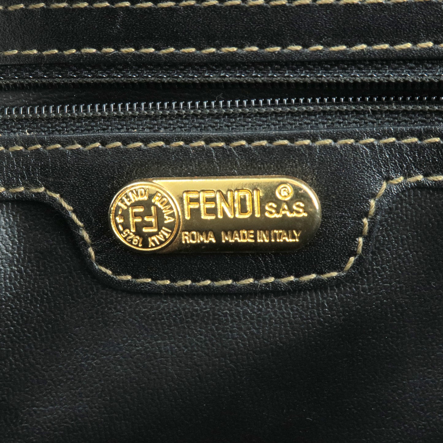FENDI Zucca PVC Leather Boston Bag Khaki Black 433044980049